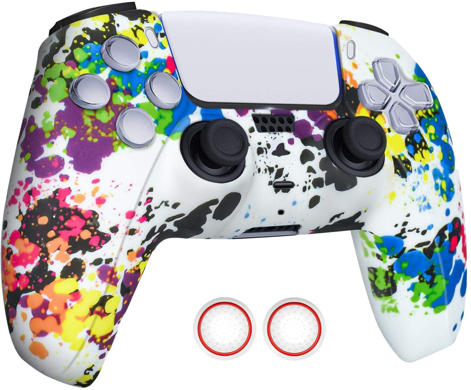 Image of OIVO INDIA Multicolor Silicone Controller Sleeve with Thumb Grip Caps, Anti-Slip Gaming Accessory Kit