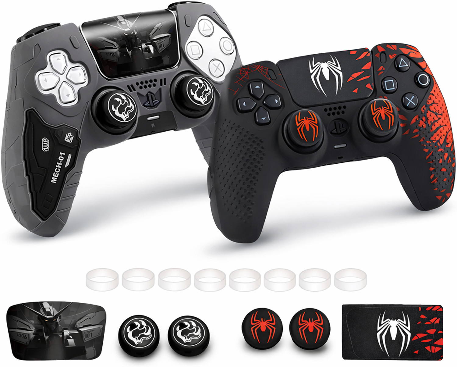 Image of DEADSKULL Tactical Silicone Controller Skin + Spidy Edition Red & Black Silicone Gaming Accessory Kit