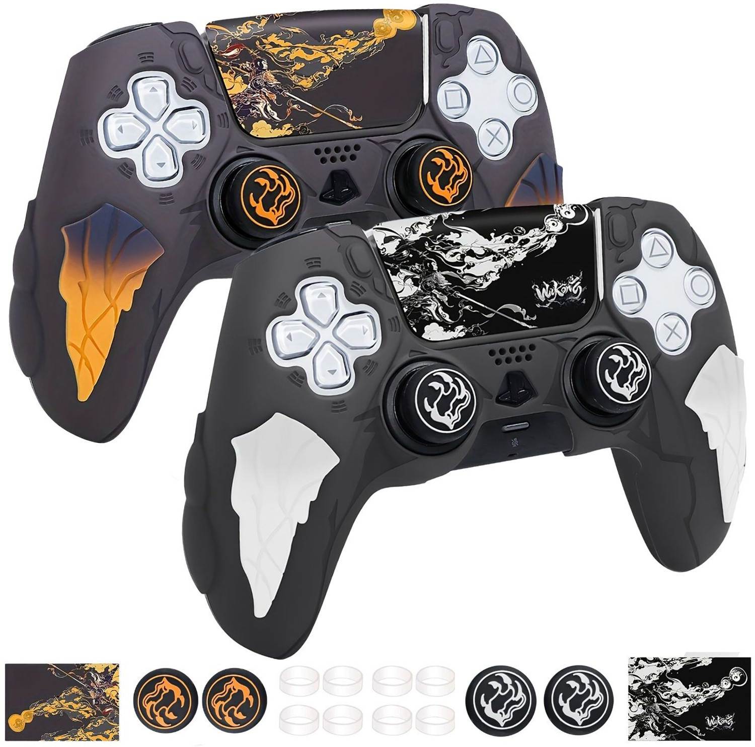 Image of DEADSKULL Thunder Edition Silicone Controller Sleeve Combo (Black & White + Black Gaming Accessory Kit