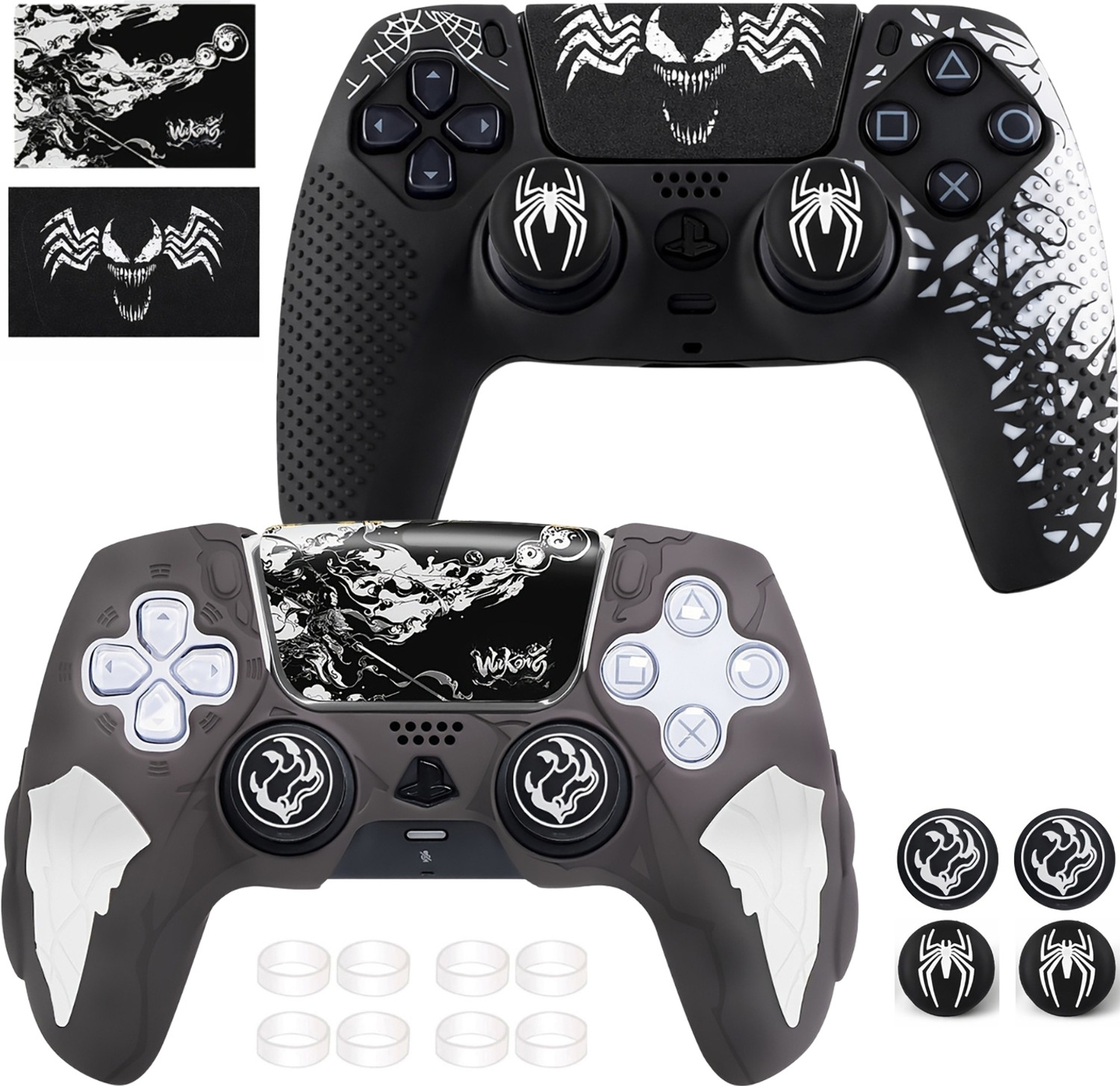 Image of DEADSKULL Spidy Edition Black + Thunder Edition Black & White Silicone Controller Sleeve Gaming Accessory Kit