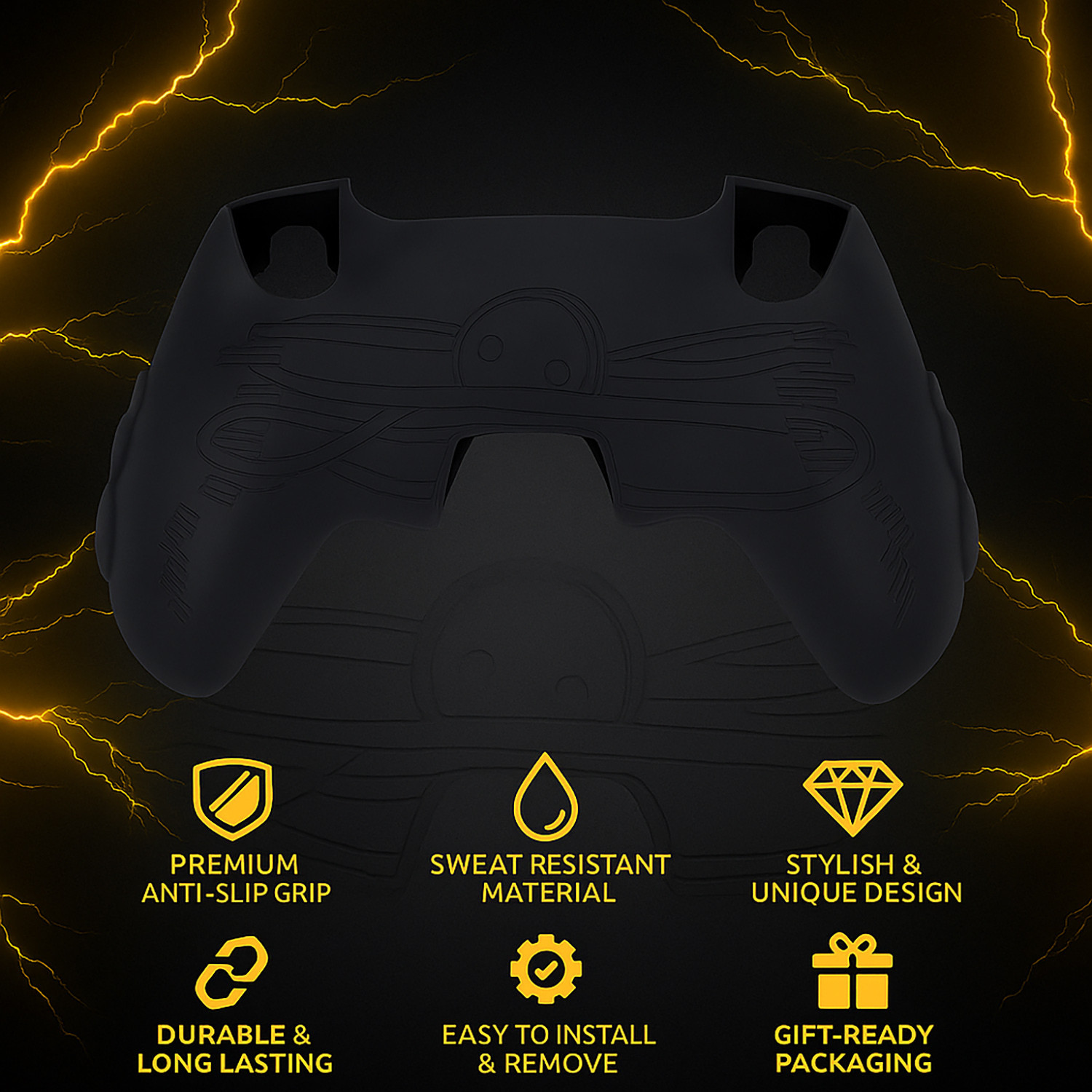 Image of DEADSKULL Spidy Edition Black + Thunder Edition Black & Yellow Silicone Controller Sleeve Gaming Accessory Kit