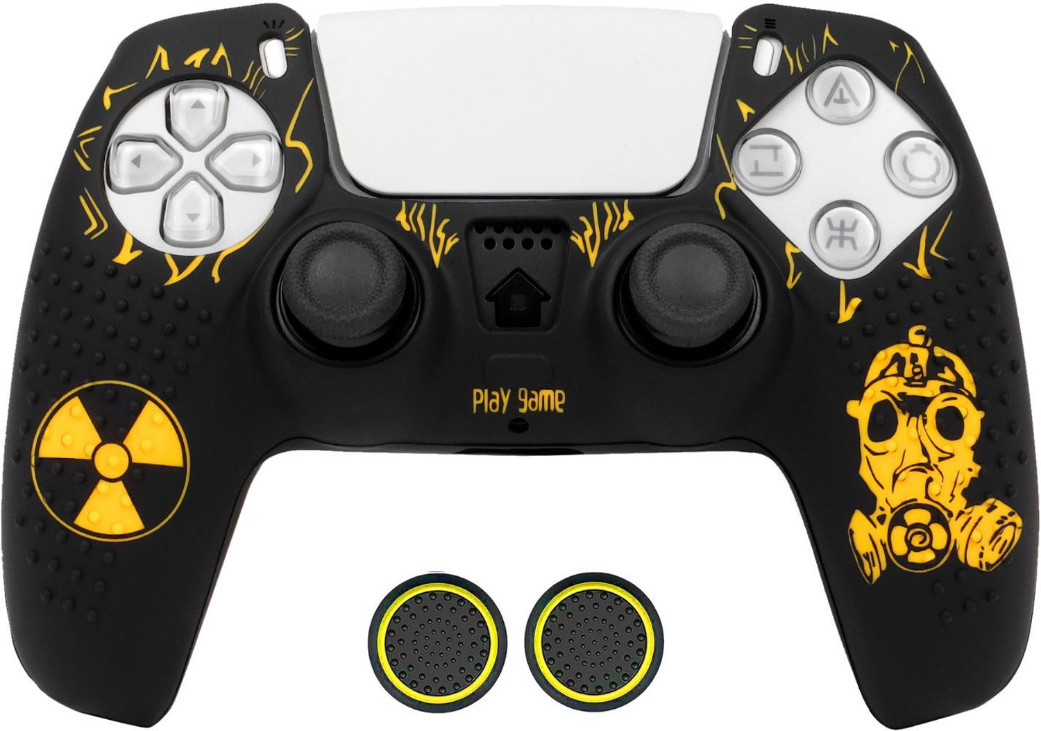 Image of OIVO INDIA Black Skull Silicone Controller Sleeve with Thumb Grip Caps, Anti-Slip Gaming Accessory Kit