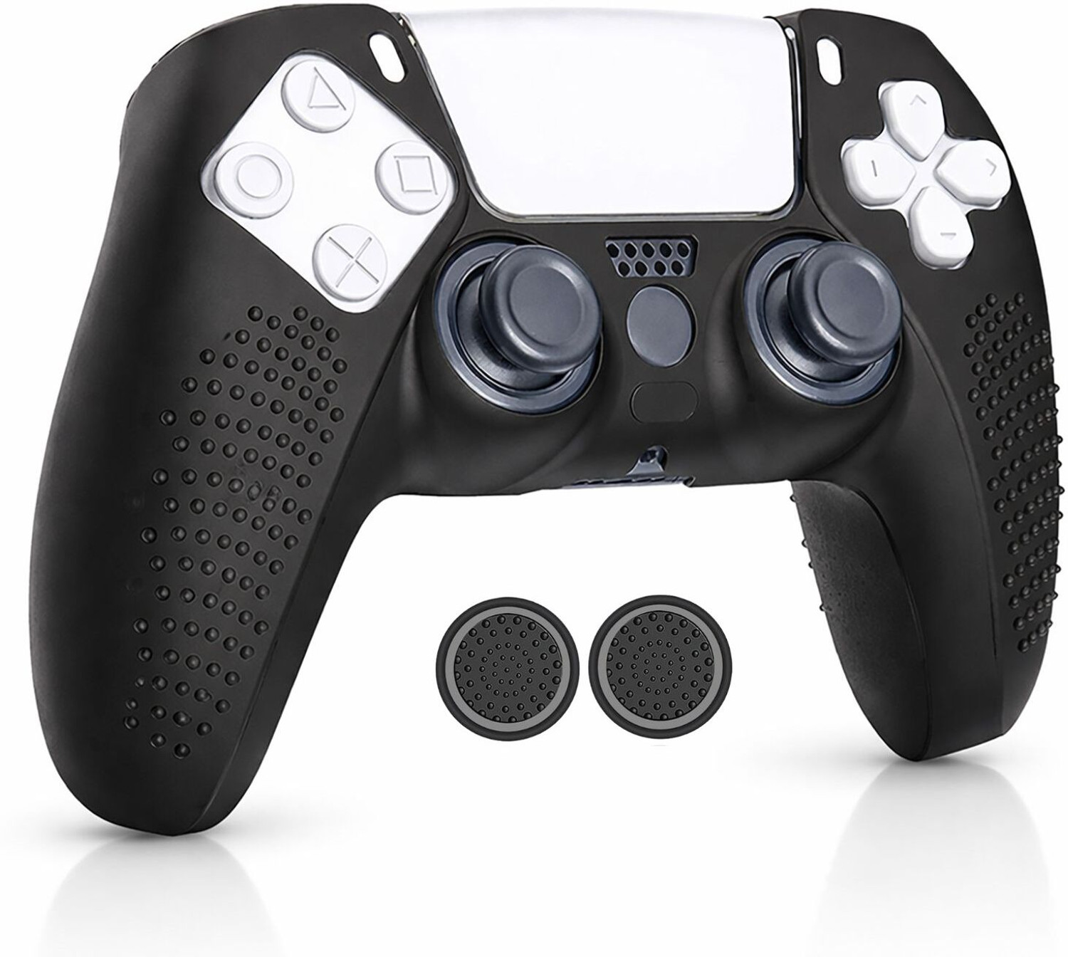 Image of OIVO INDIA Black Dotted Silicone Controller Sleeve with Thumb Grip Caps, Anti-Slip Gaming Accessory Kit