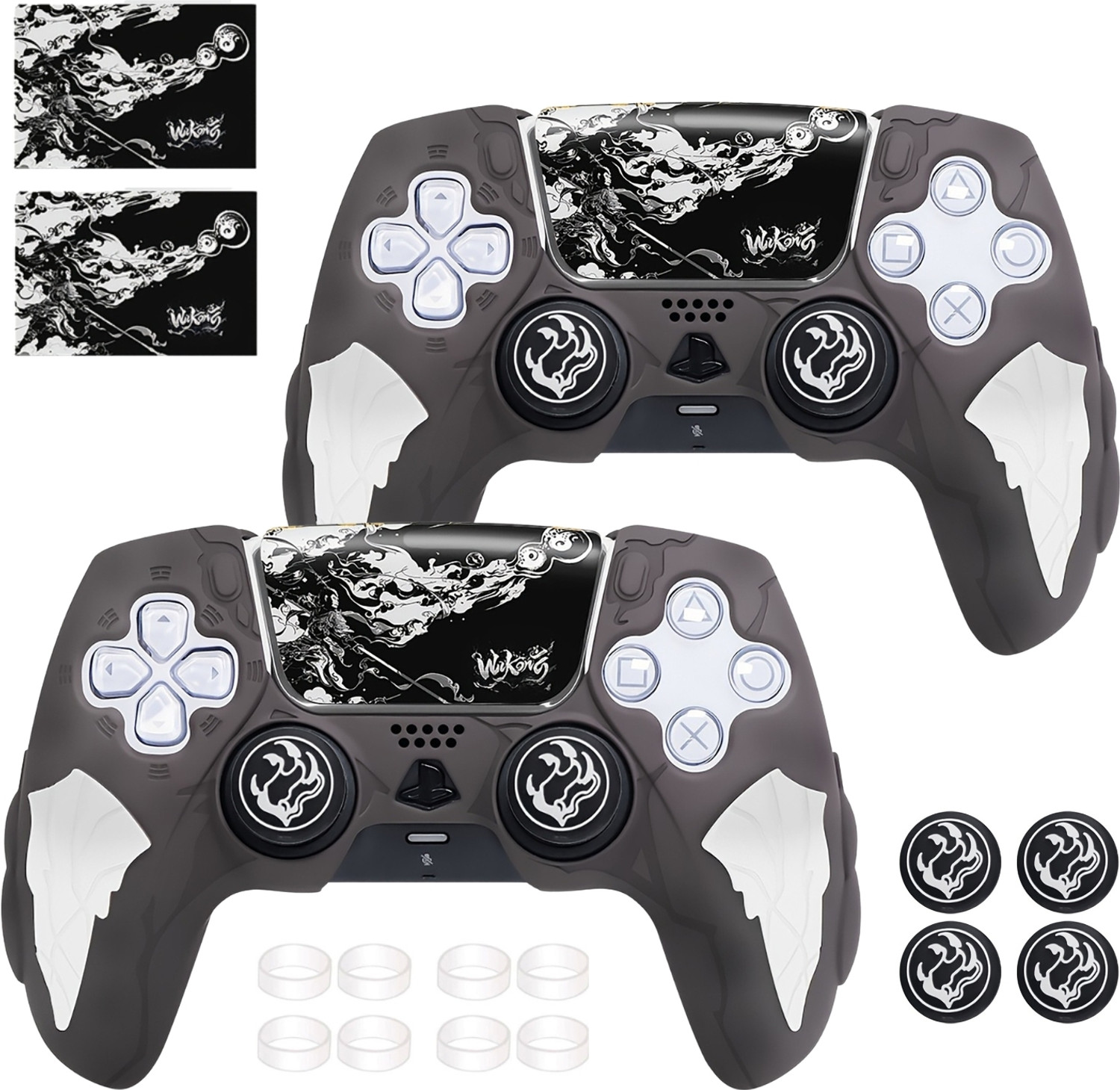 Image of DEADSKULL Thunder Edition Black & White Silicone Controller Sleeve (Pack of 2), Anti-Slip Gaming Accessory Kit