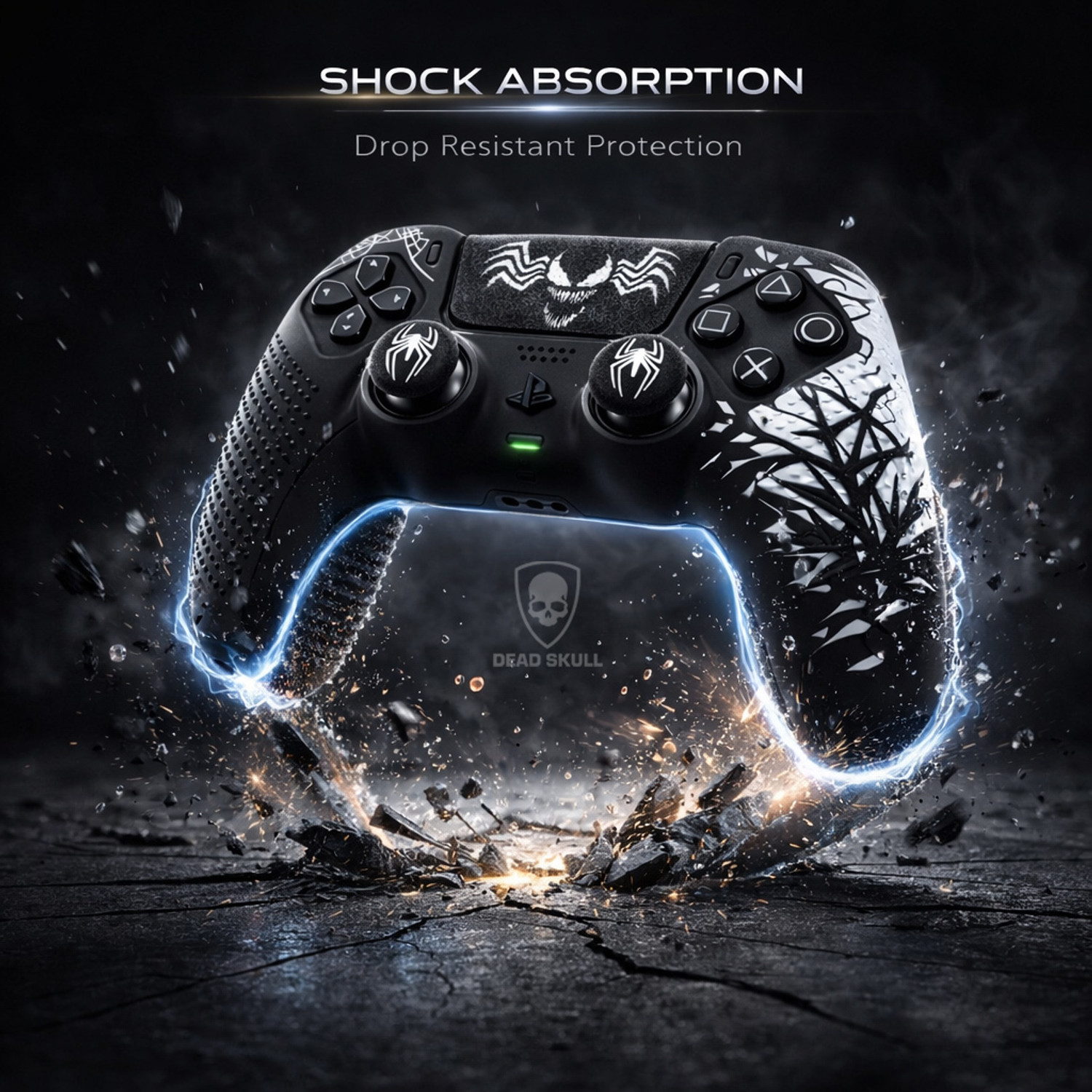 Image of DEADSKULL Symbiote Style Black & White Silicone Controller Sleeve (Pack of 2), Anti-Slip Gaming Accessory Kit