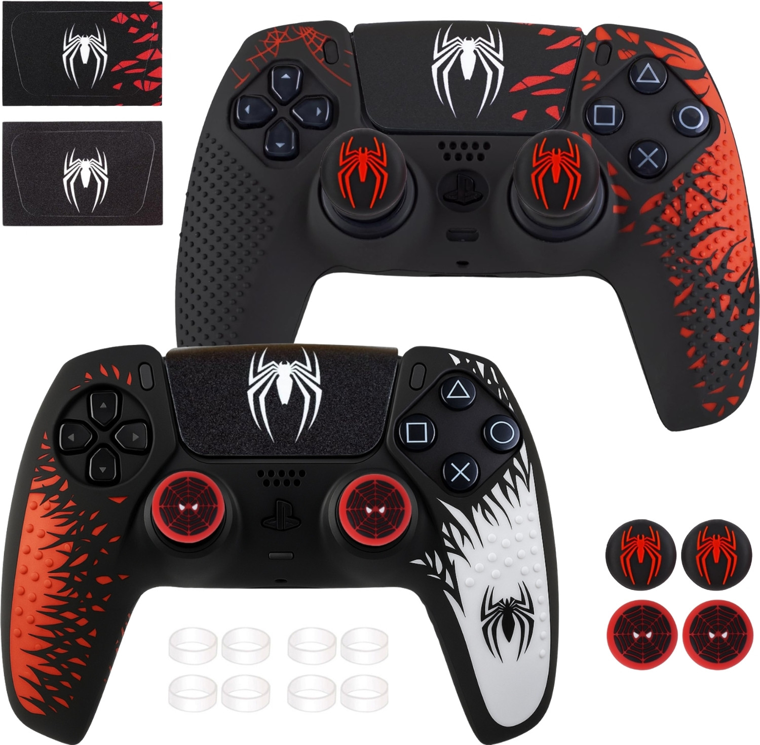 Image of DEADSKULL Spidy Edition Silicone Controller Sleeve Combo (Red & White + Red & Black) Gaming Accessory Kit