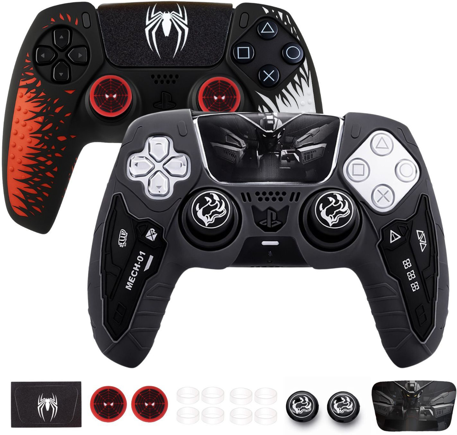 Image of DEADSKULL Tactical Silicone Controller Skin + Spidy Edition Red & White Silicone Gaming Accessory Kit