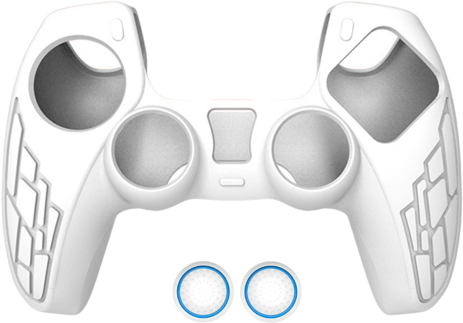Image of OIVO INDIA White Zigzag Silicone Controller Sleeve with Thumb Grip Caps, Anti-Slip Gaming Accessory Kit