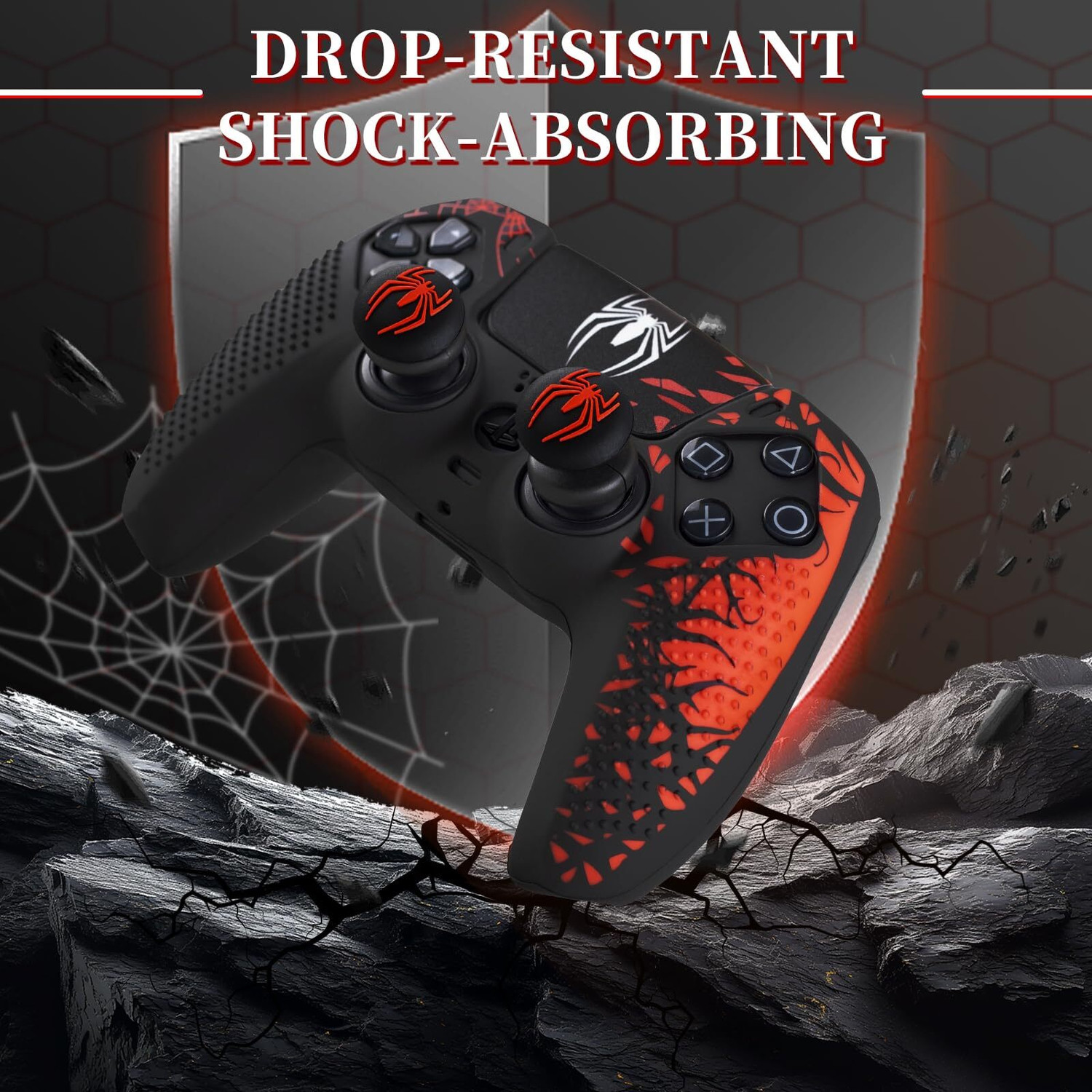 Image of DEADSKULL Spidy Edition Silicone Controller Sleeve (Pack of 2), Anti-Slip Protective Gaming Accessory Kit