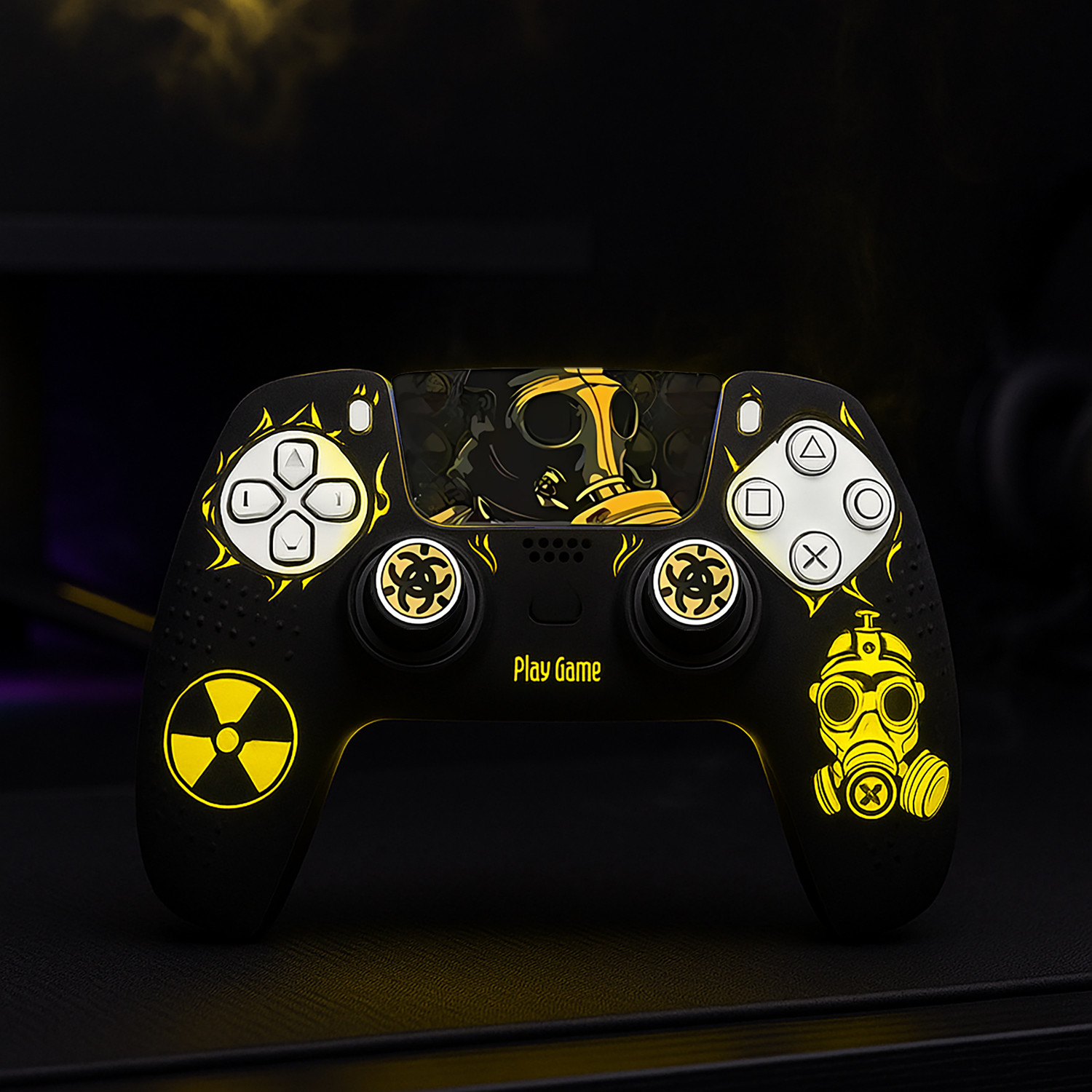 Image of DEADSKULL Black & Yellow Silicone Controller Sleeve Pack of 2 with Thumb Grips & Joystick Gaming Accessory Kit