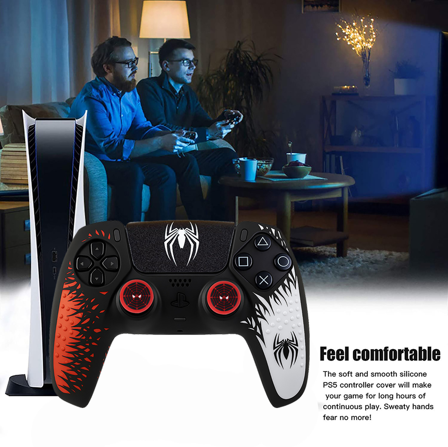 Image of DEADSKULL Spidy Edition Red & White Silicone Controller Sleeve (Pack of 2), Anti-Slip Gaming Accessory Kit