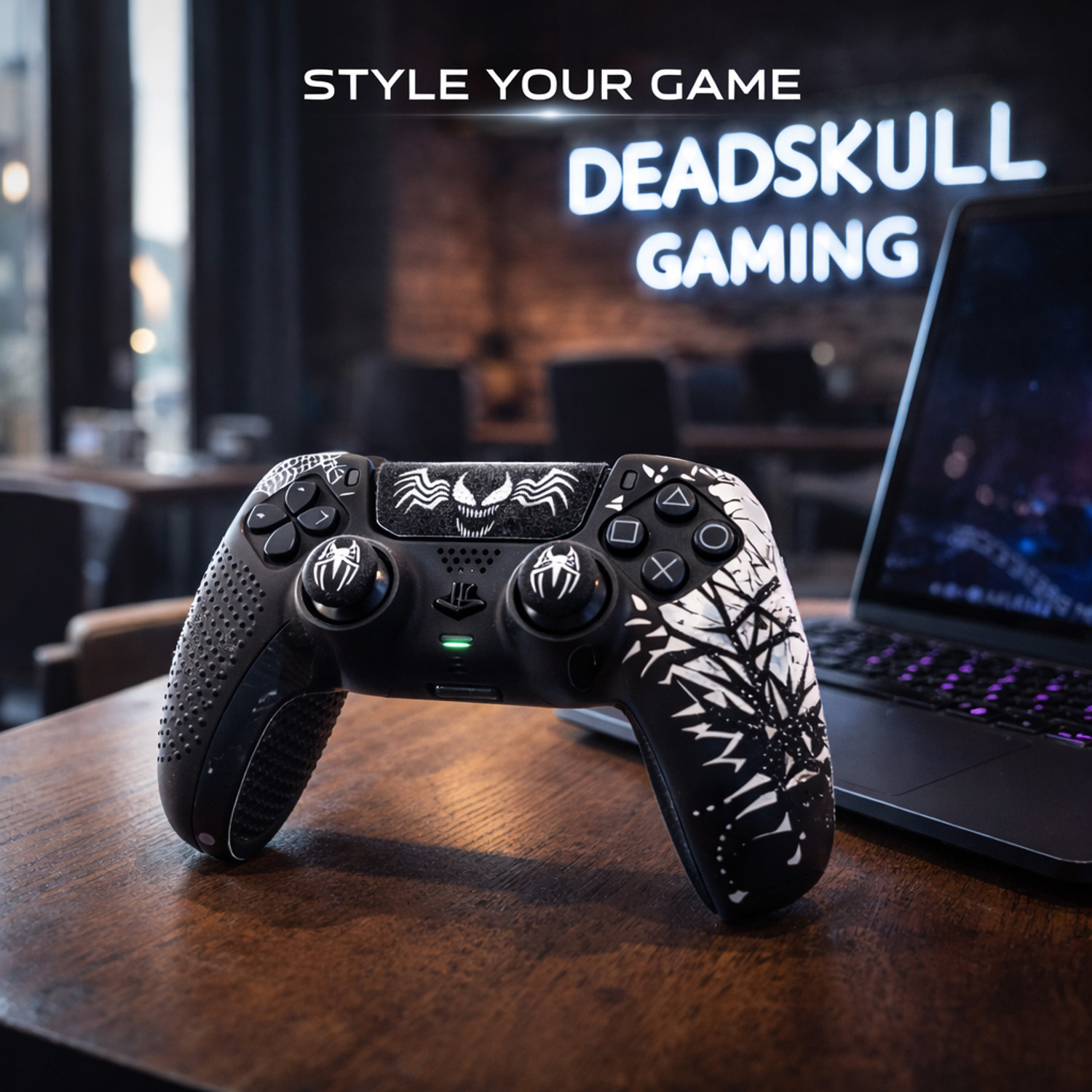 Image of DEADSKULL Symbiote Style Black & White Silicone Controller Sleeve (Pack of 2), Anti-Slip Gaming Accessory Kit