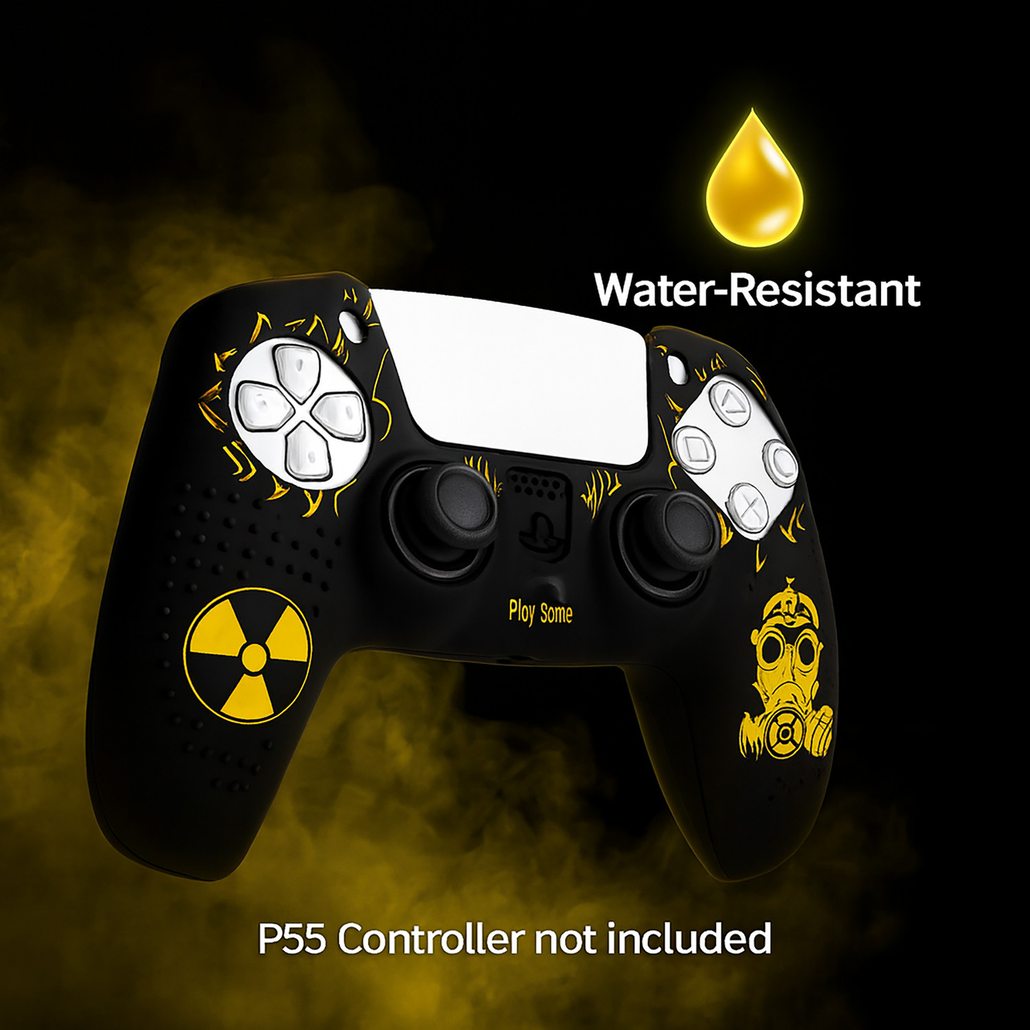 Image of DEADSKULL Black & Yellow Silicone Controller Sleeve Pack of 2 with Thumb Grips & Joystick Gaming Accessory Kit