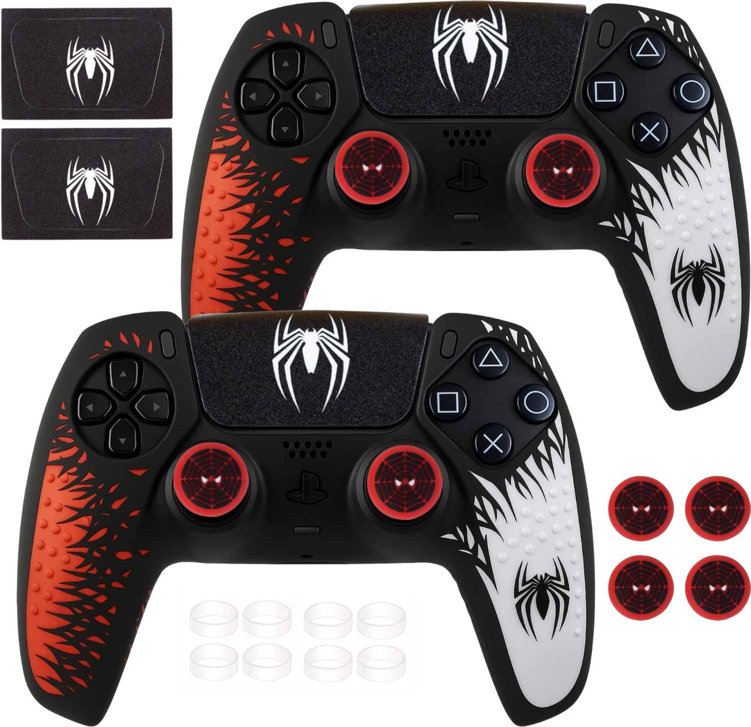 Image of DEADSKULL Spidy Edition Red & White Silicone Controller Sleeve (Pack of 2), Anti-Slip Gaming Accessory Kit