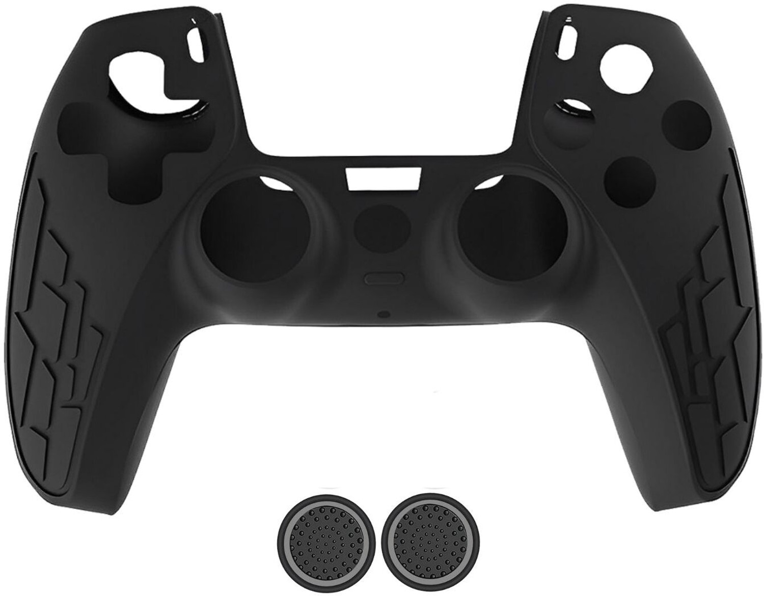 Image of OIVO INDIA Black Zigzag Silicone Controller Sleeve with Thumb Grip Caps, Anti-Slip Gaming Accessory Kit