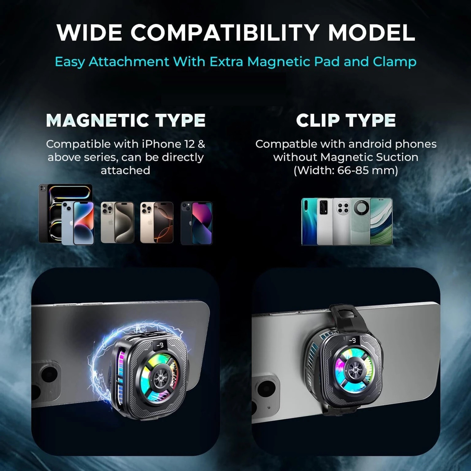 Image of AVSPARKS Phone Cooler for Gaming Mobile Cooling Fan for iPhone & Android Gaming Accessory Kit