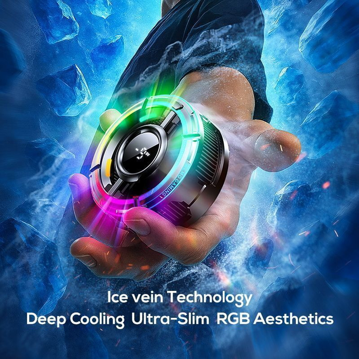 Image of Elixora Frozion Gaming Phone Cooler - AI Temperature Display , 0 Silent Freezing Gaming Accessory Kit