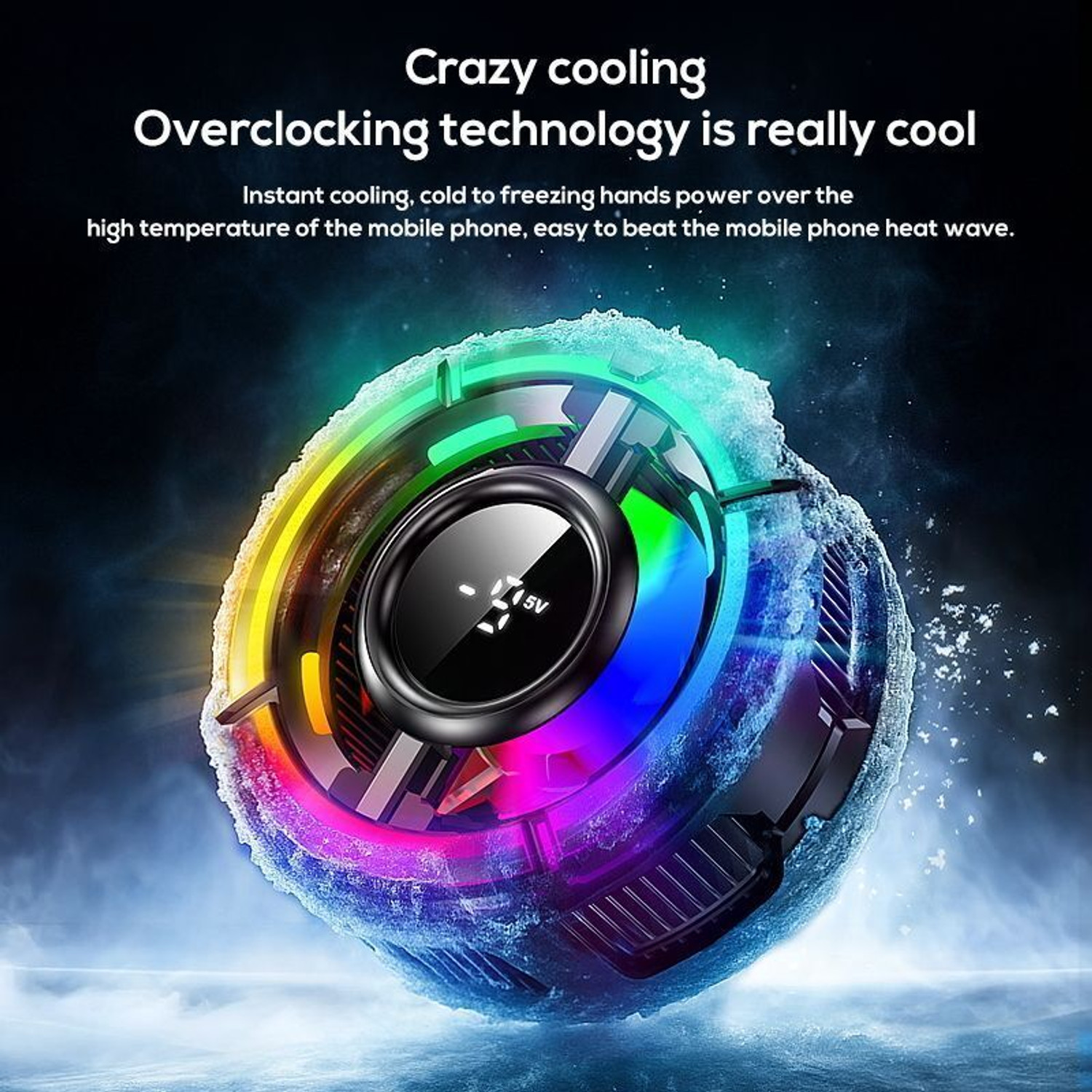 Image of Elixora Frozion Gaming Phone Cooler - AI Temperature Display , 0 Silent Freezing Gaming Accessory Kit