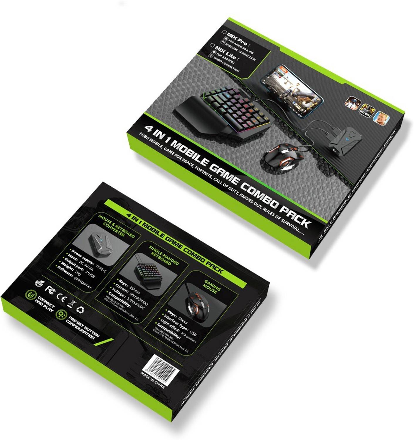 PTCMart 4 in 1 Bluetooth Gaming Keyboard Mouse Converter Combo - Image 5