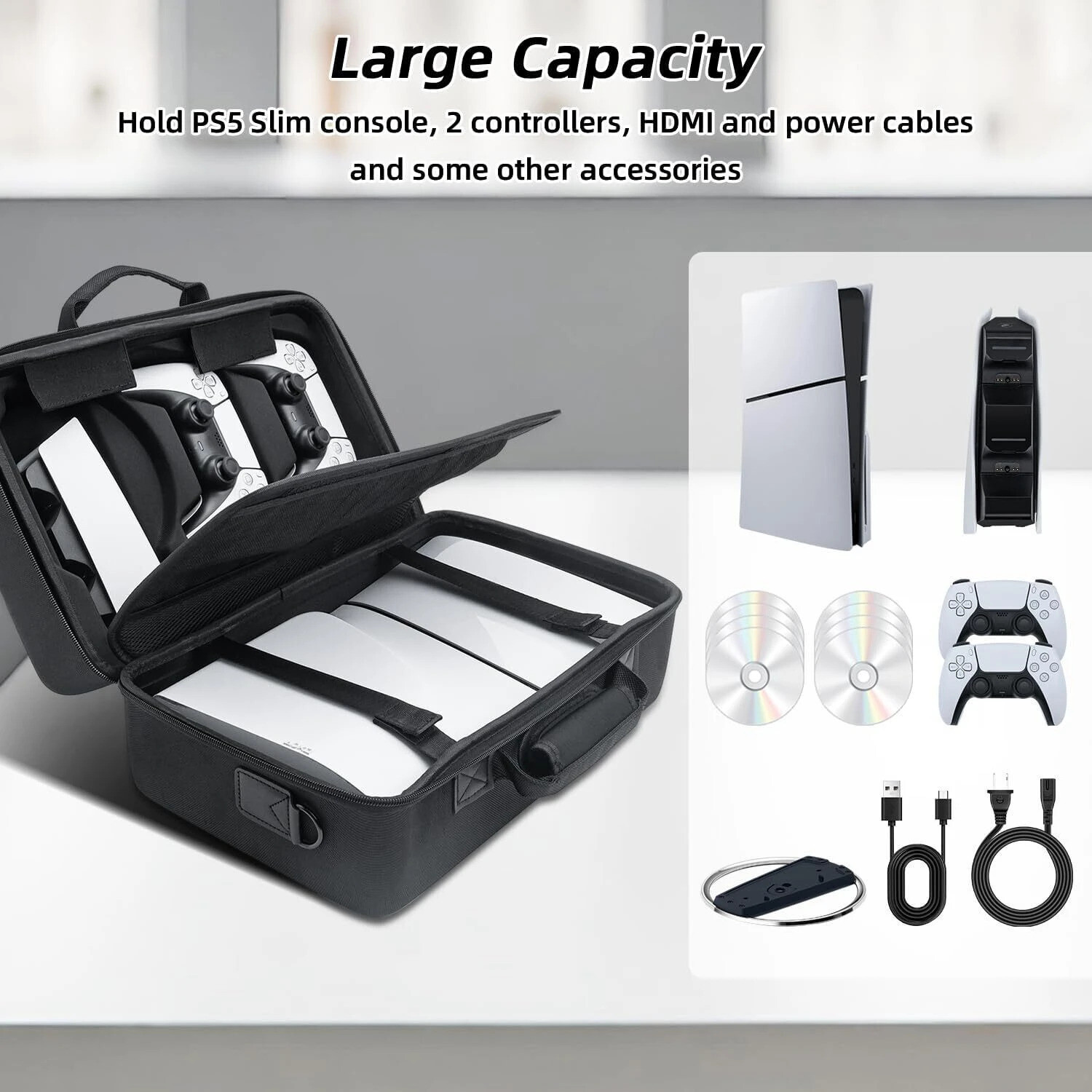 Image of OIVO INDIA Nylon Hard Carrying Travel Case for PS5 Slim Console Gaming Accessory Kit