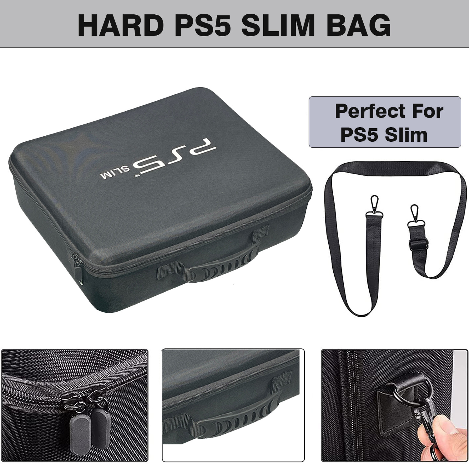Image of OIVO INDIA Slim Shoulder Travel Carrying Case for PS5 Slim Console & , Black Storage Bag Gaming Accessory Kit