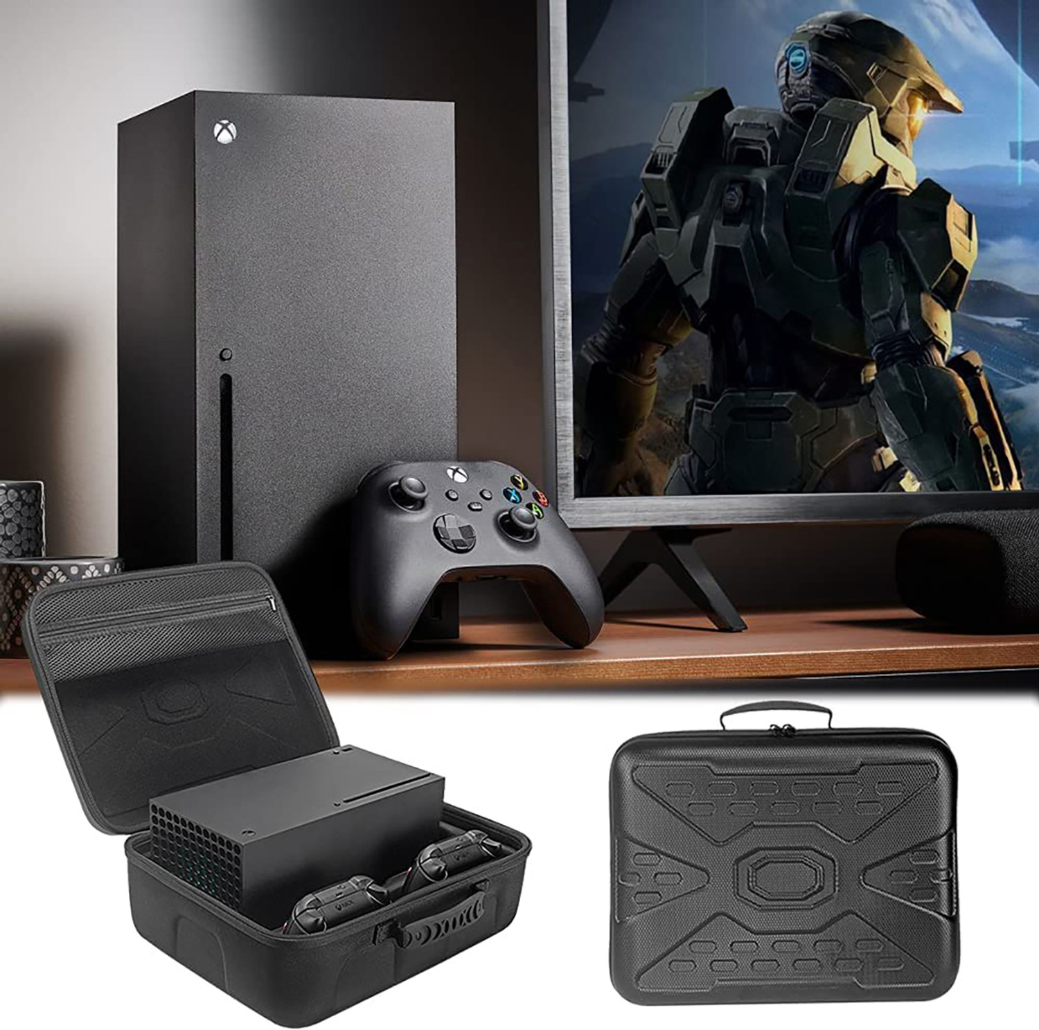 Image of OIVO INDIA Travel Case for Xbox Series X Hard Shell Carrying Cover for Console, Controller Gaming Accessory Kit
