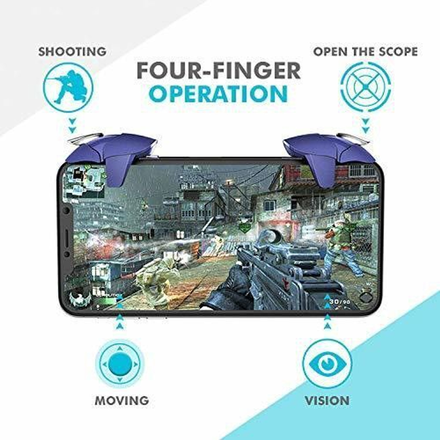 Image of AWD Blue Shark Pub-g Trigger all smart phone Buttons L1 R27 Gaming Accessory Kit