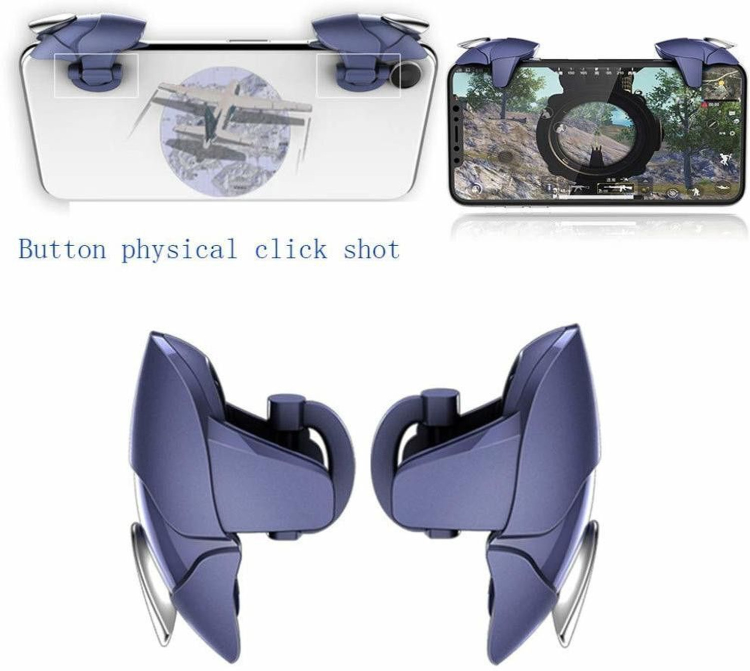 Image of VORLEN Blue Shark Pub-g Trigger all smart phone Buttons L1 R53 Gaming Accessory Kit