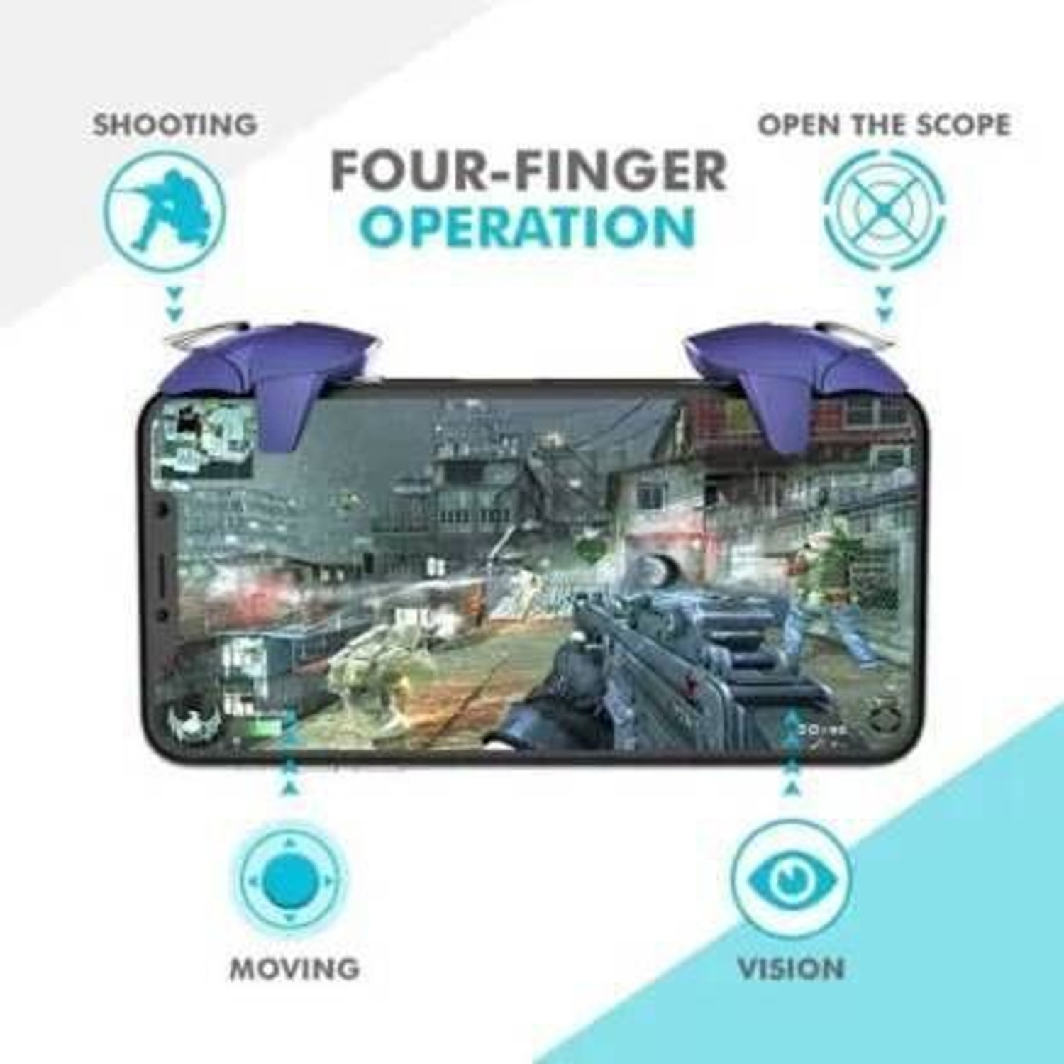 Image of AWD Blue Shark Pub-g Trigger all smart phone Buttons L1 R23 Gaming Accessory Kit