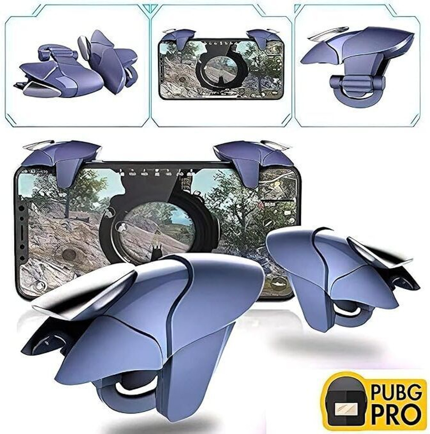 Image of AWD Blue Shark Pub-g Trigger all smart phone Buttons L1 R24 Gaming Accessory Kit