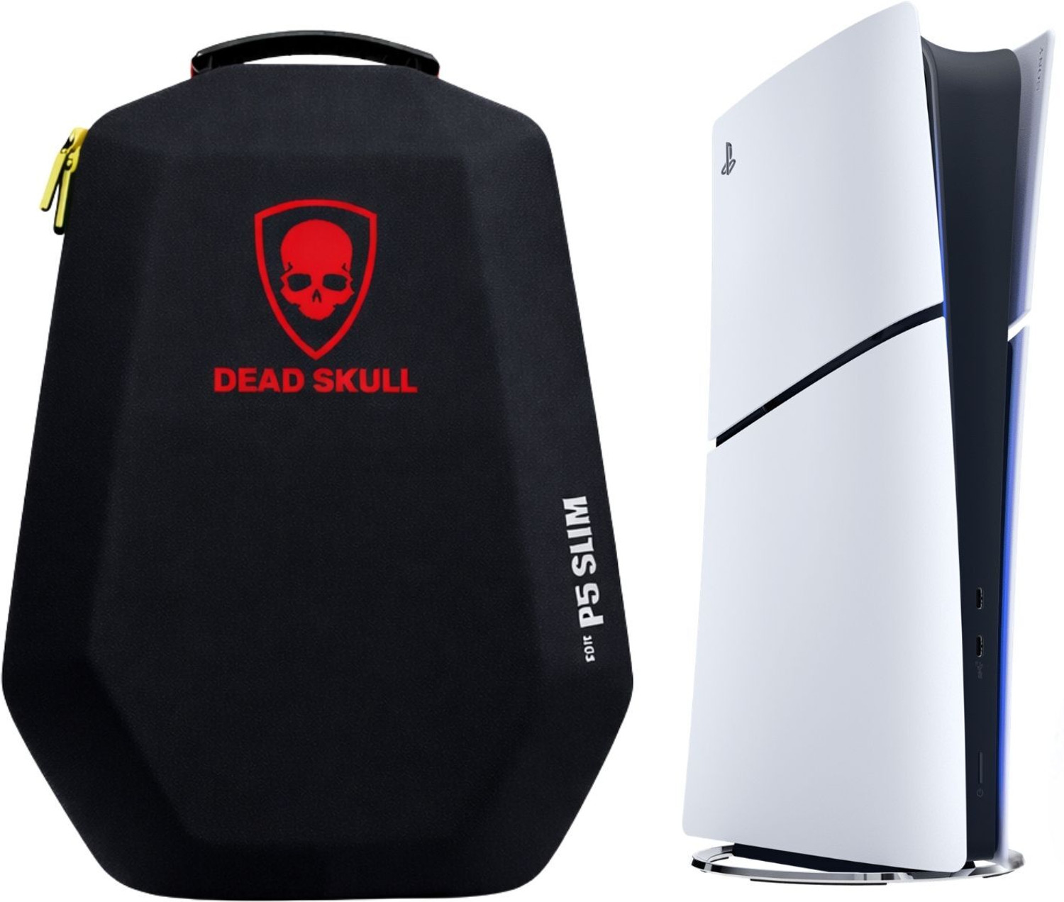 Image of DEADSKULL Black Hard Shell Backpack Travel Carrying Case for PS5 Slim Disc & Digital Gaming Accessory Kit