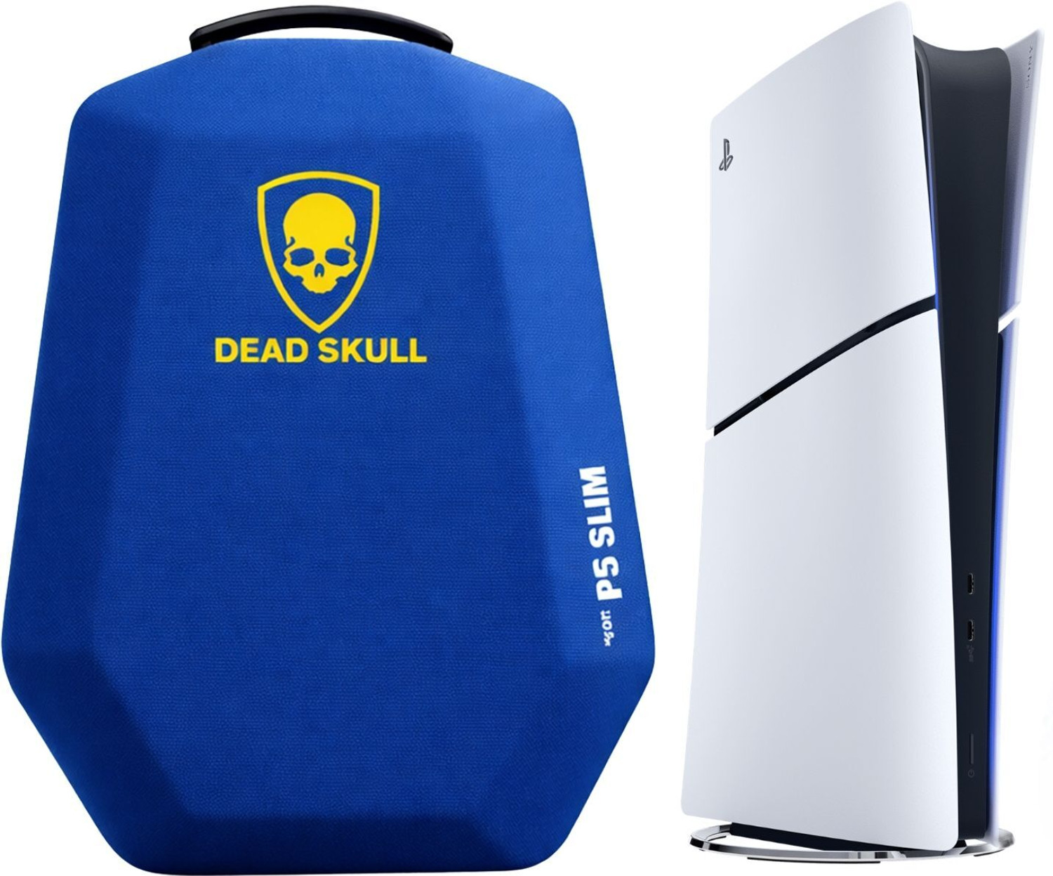 Image of DEADSKULL Blue Hard Shell Backpack Travel Carrying Case for PS5 Slim Disc & Digital Gaming Accessory Kit