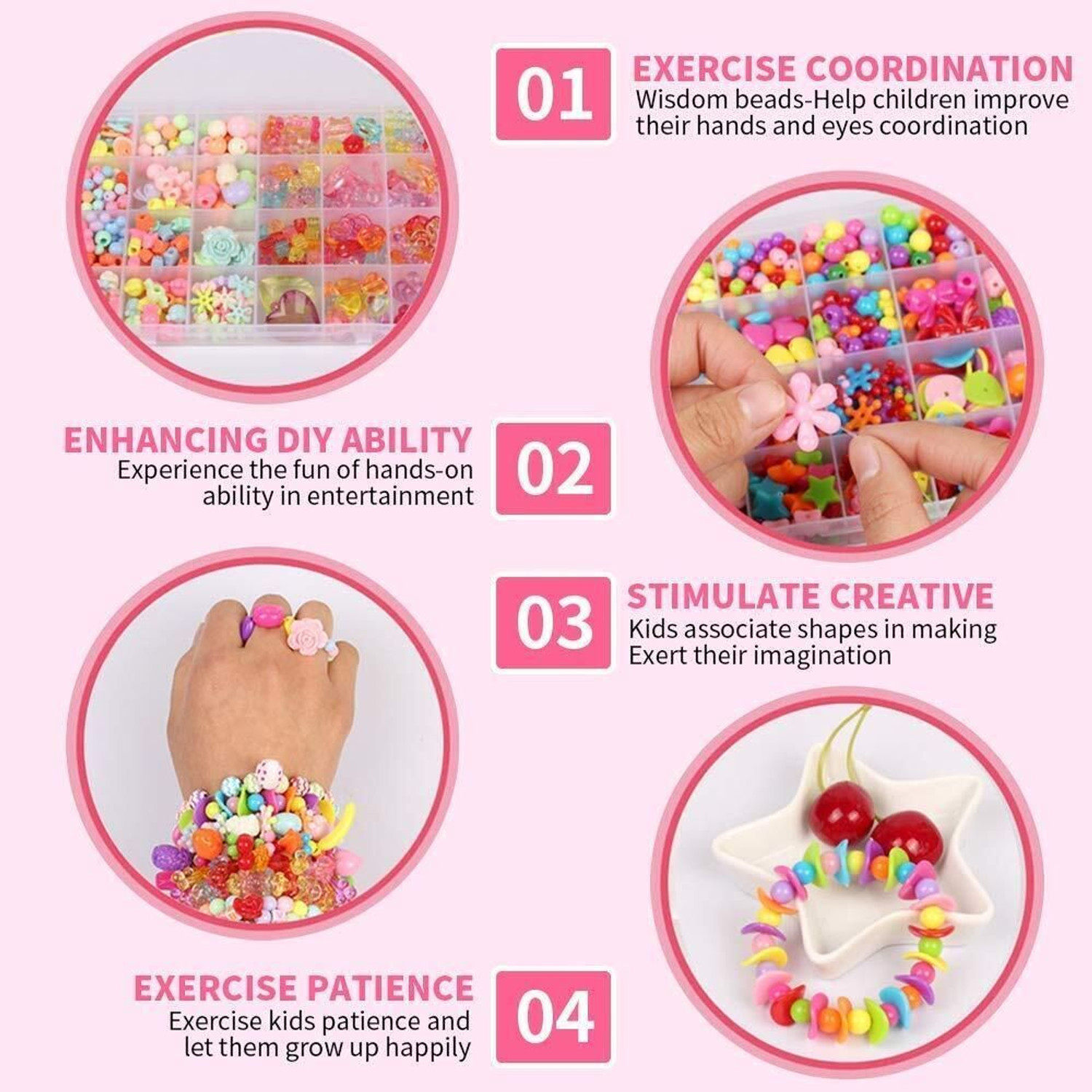 Image of shopping mart Beads for Kids Children's Jewelry DIY Bracelets Necklace Making Kit Craft Kits