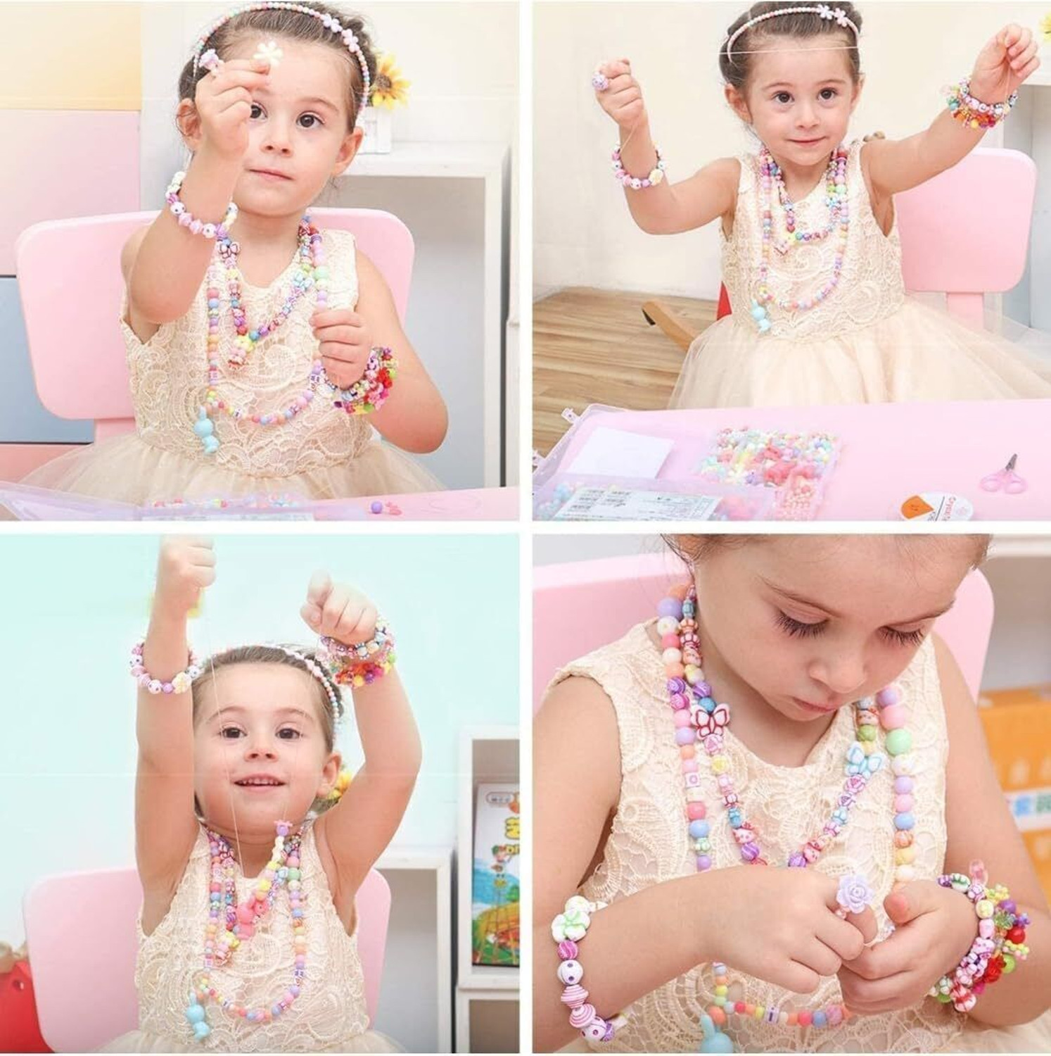 Image of shopping mart Beads for Kids Children's Jewelry DIY Bracelets Necklace Making Kit Craft Kits