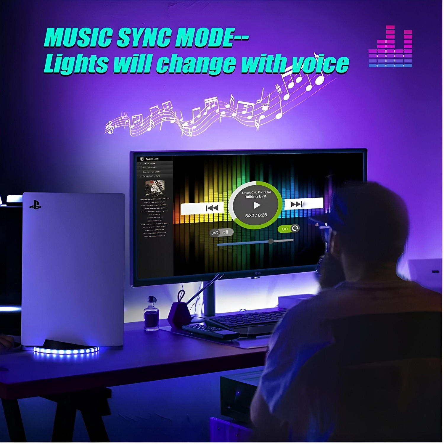 Image of HG WORLD Dobe PS5 Atmosphere Lamp Base Stand TP5-1562 With RGB Ambient Lighting Gaming Accessory Kit