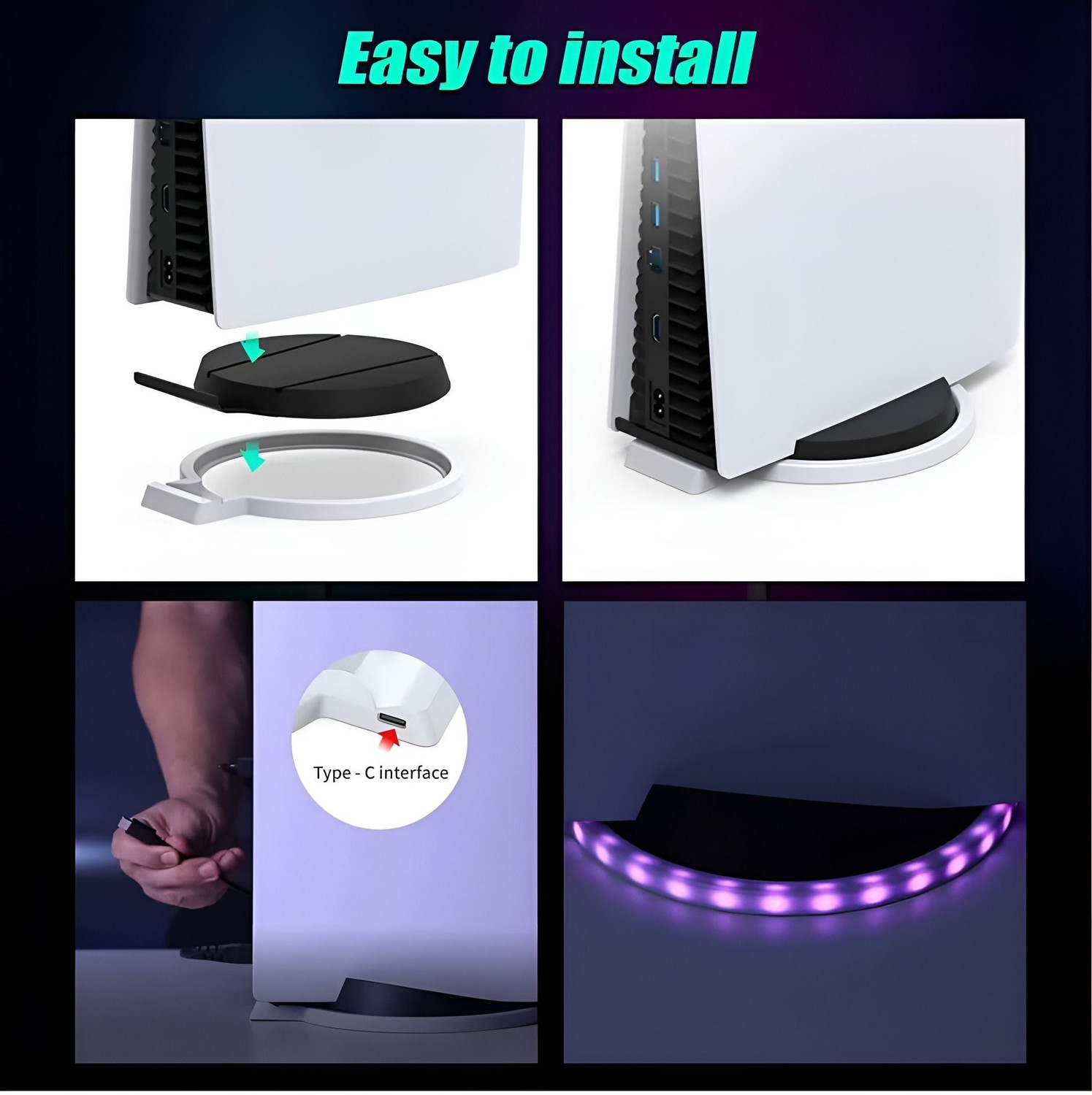 Image of HG WORLD Dobe PS5 Atmosphere Lamp Base Stand TP5-1562 With RGB Ambient Lighting Gaming Accessory Kit