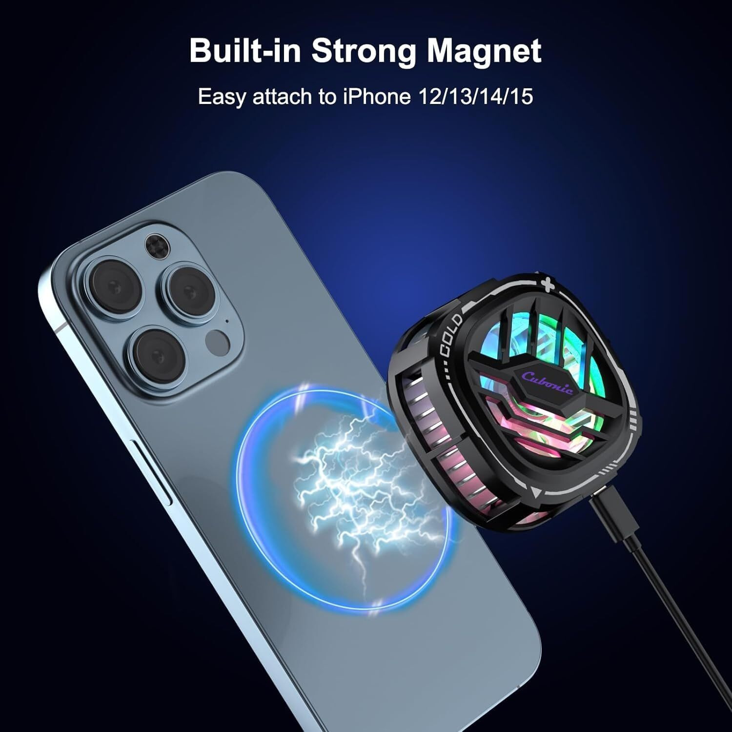 Image of Youthvilla Wired Magnetic Mobile Cooler | Gaming Fan with Fast Cooling for iPhone & Android Gaming Accessory Kit