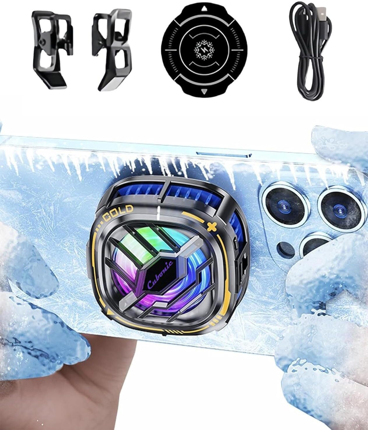 Image of Youthvilla Wired Magnetic Mobile Cooler | Gaming Fan with Fast Cooling for iPhone & Android Gaming Accessory Kit