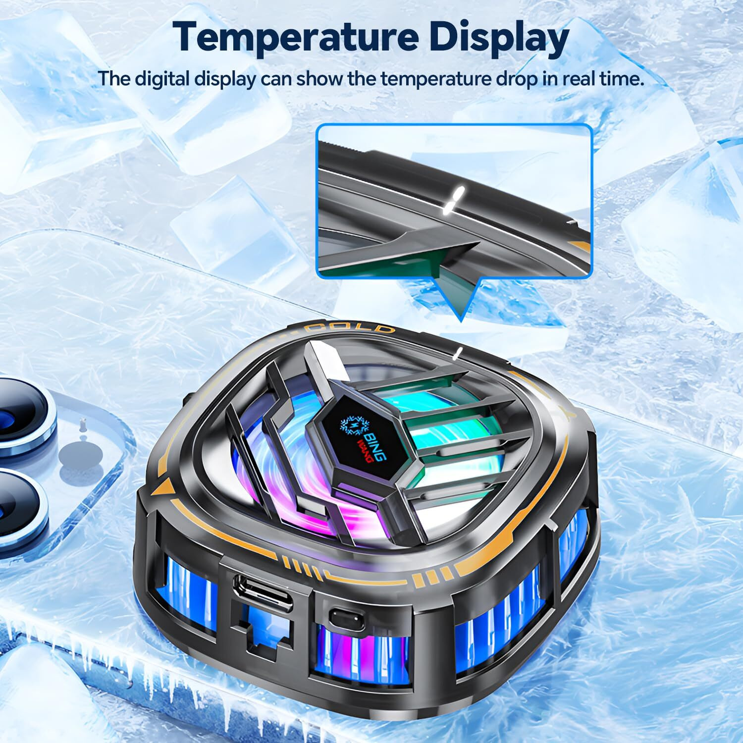 Image of FITRIC Semiconductor Gaming Phone Cooler RGB Mobile Cooling Fan Type C Heat Dissipation Gaming Accessory Kit