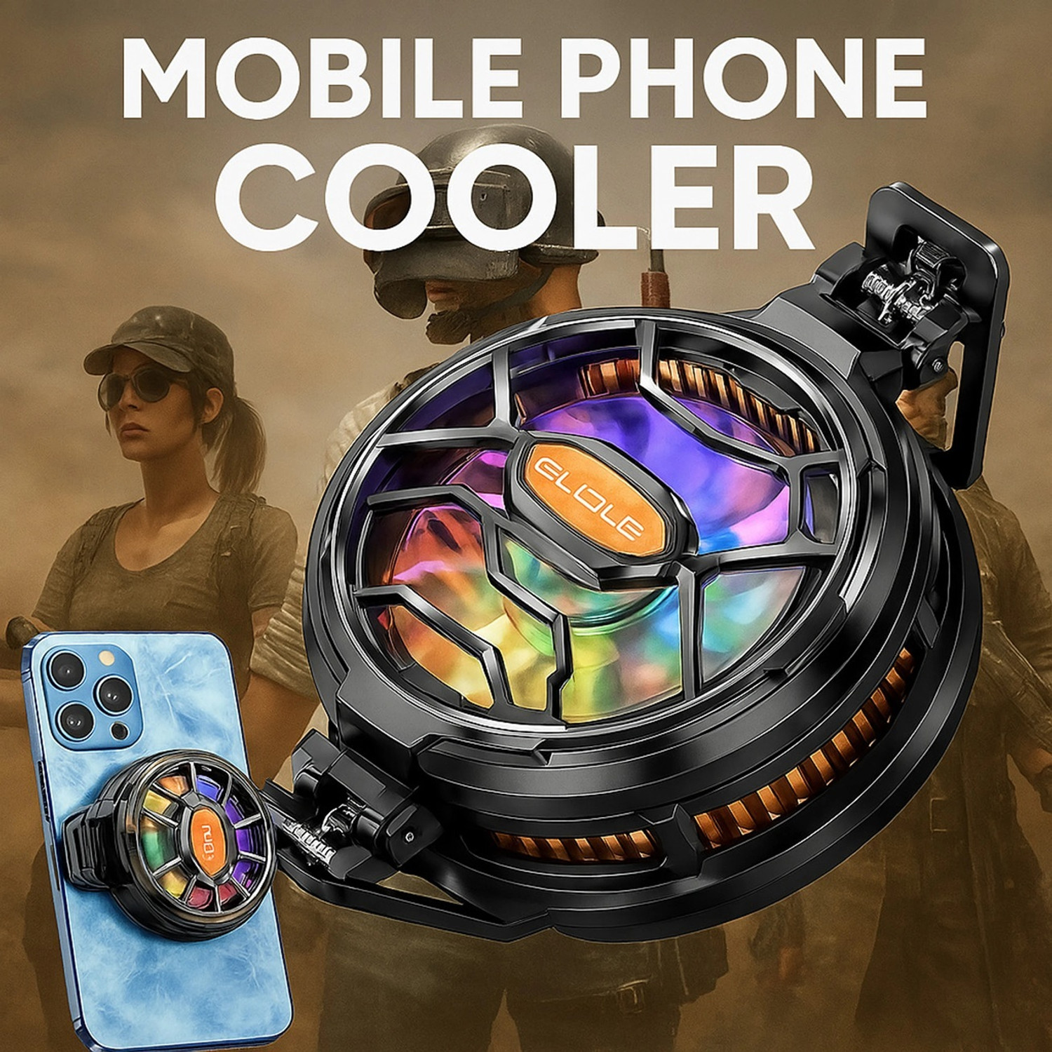 Image of FITRIC Universal Mobile Phone Cooler Radiator Fan Fast Cooling Gaming Accessory RGB Gaming Accessory Kit