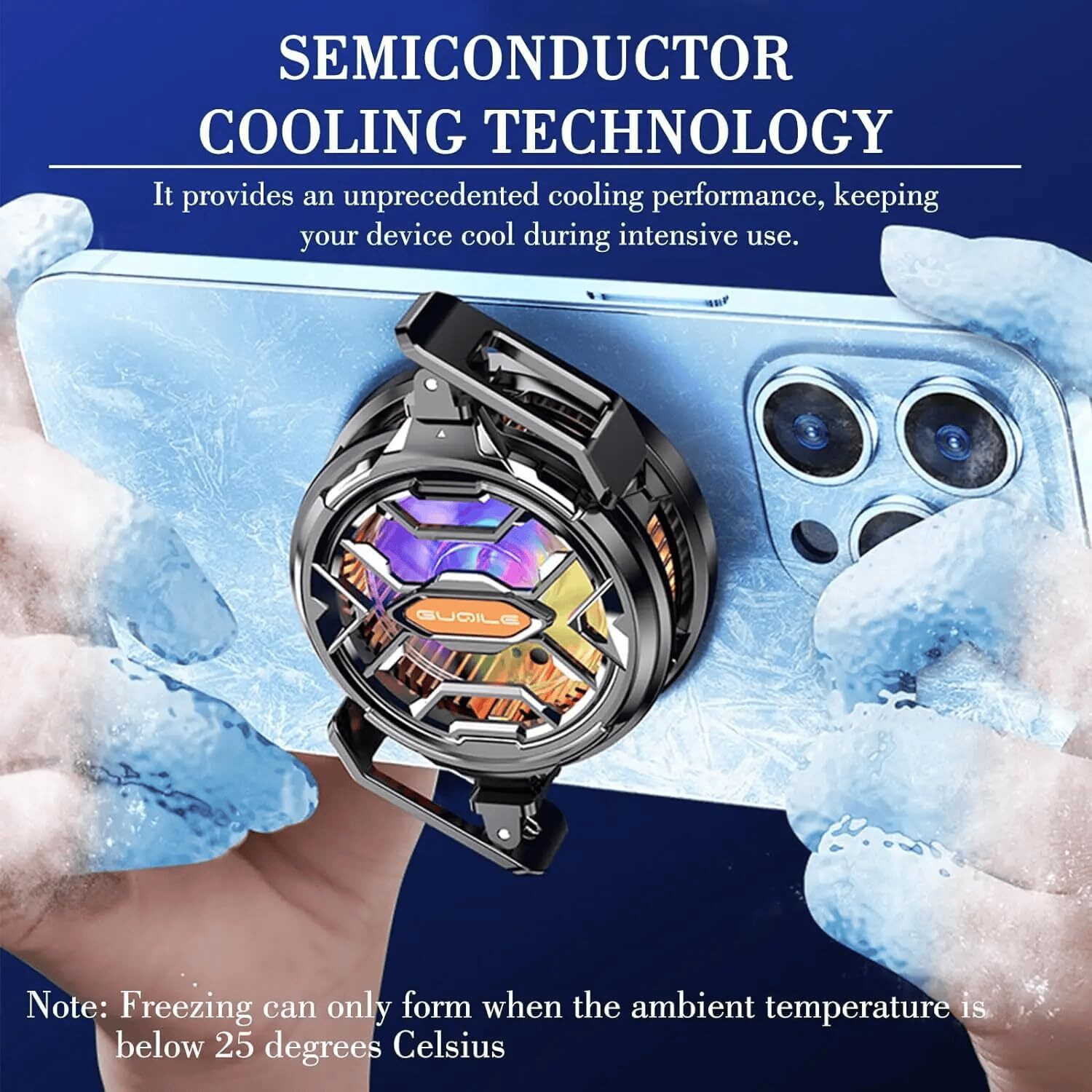 Image of FITRIC 15W Semiconductor Mobile Cooler Fan RGB Gaming Phone Cooling Radiator for BGMI Gaming Accessory Kit