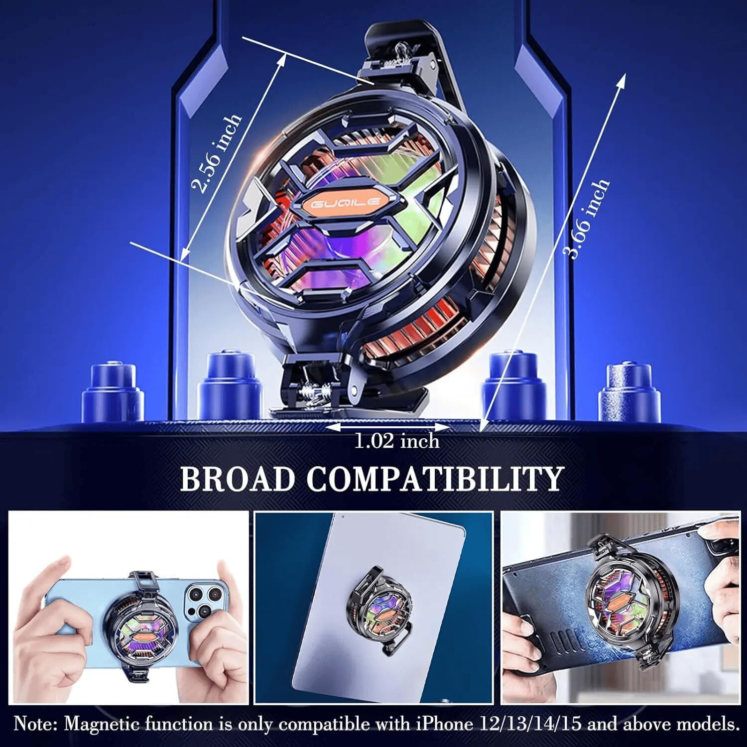 Image of FITRIC 15W Semiconductor Mobile Cooler Fan RGB Gaming Phone Cooling Radiator for BGMI Gaming Accessory Kit