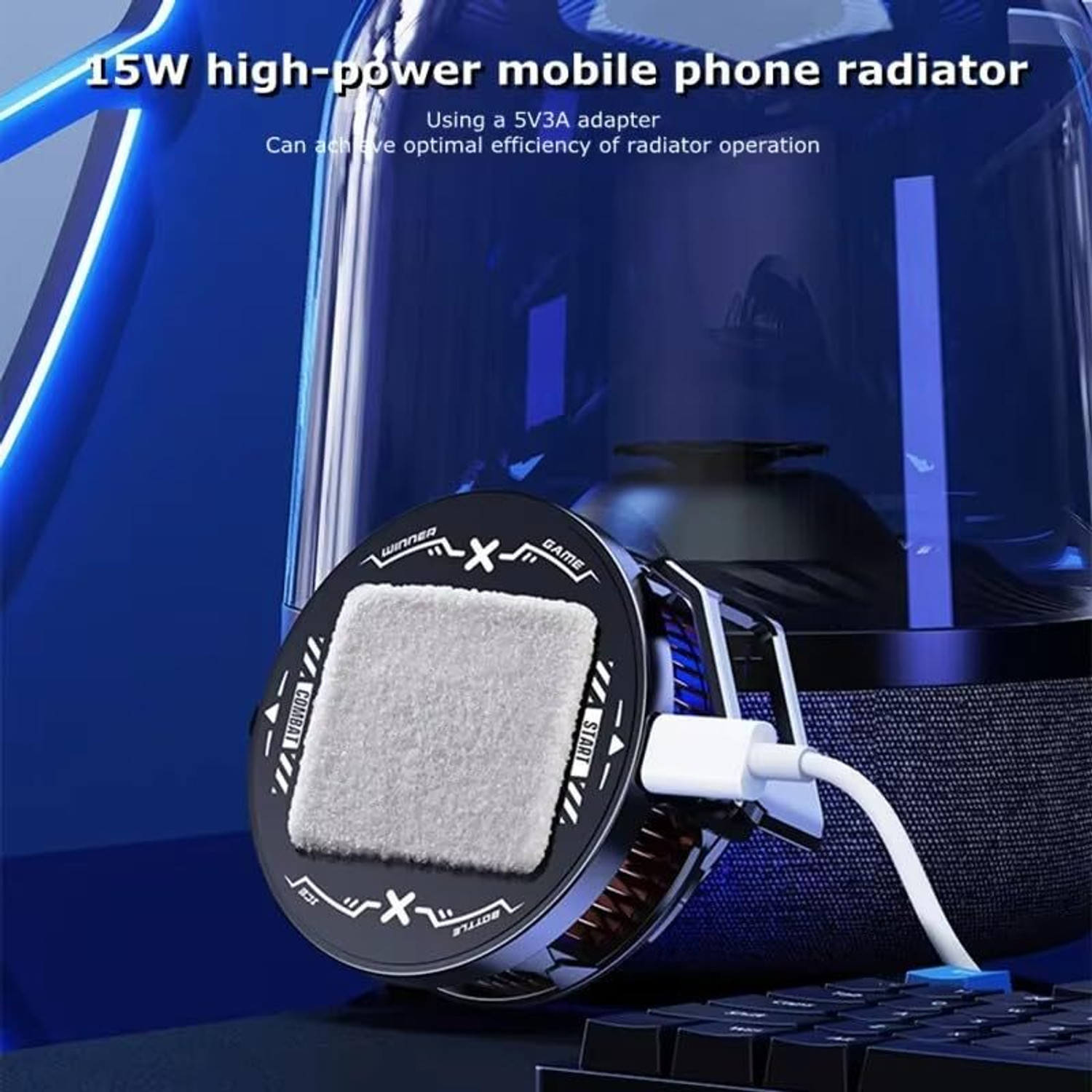 Image of FITRIC Universal Mobile Phone Cooler Radiator Fan Fast Cooling Gaming Accessory RGB Gaming Accessory Kit
