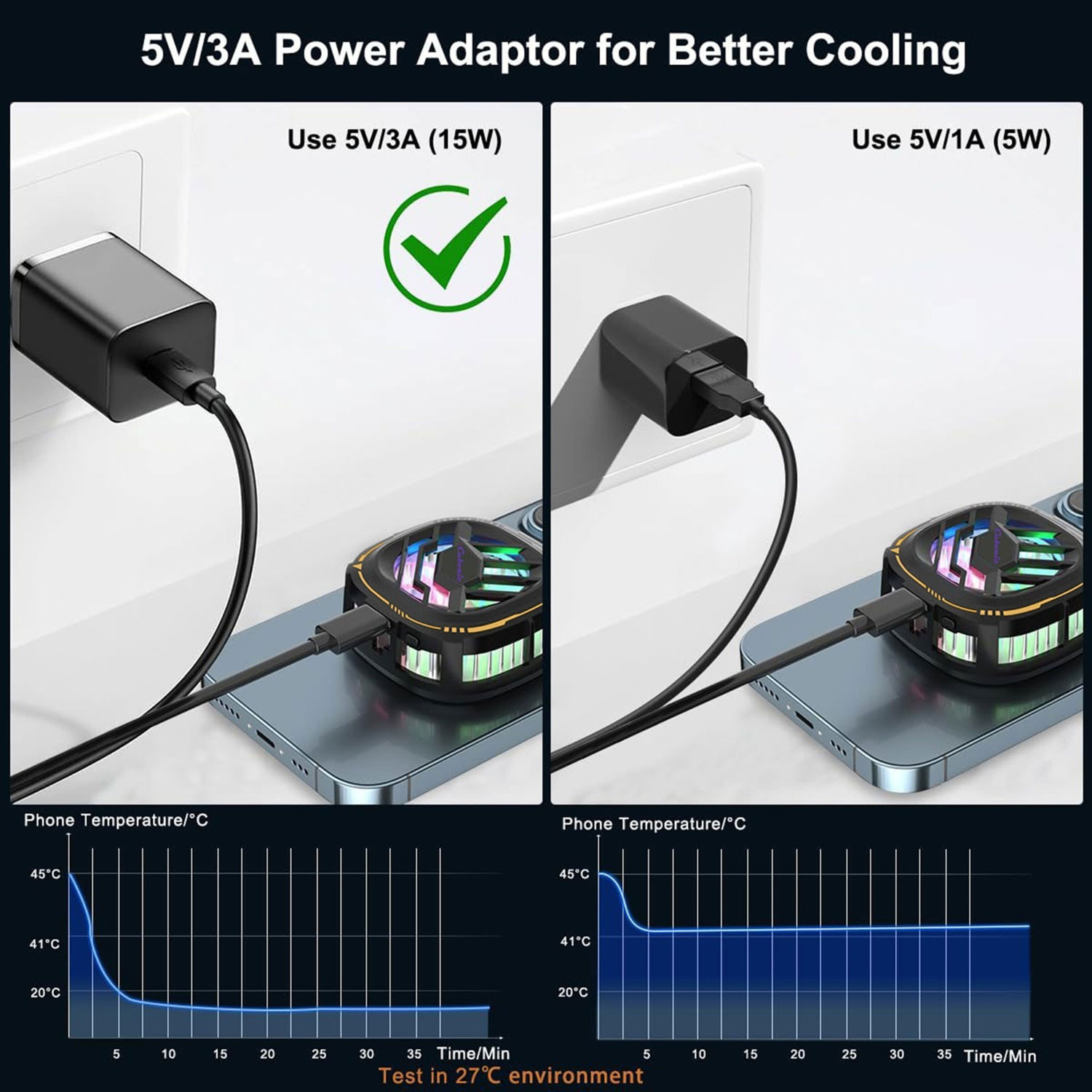 Image of FITRIC Magnetic Mobile Cooling Fan Semiconductor Phone Cooler RGB Gaming Radiator Fan Gaming Accessory Kit