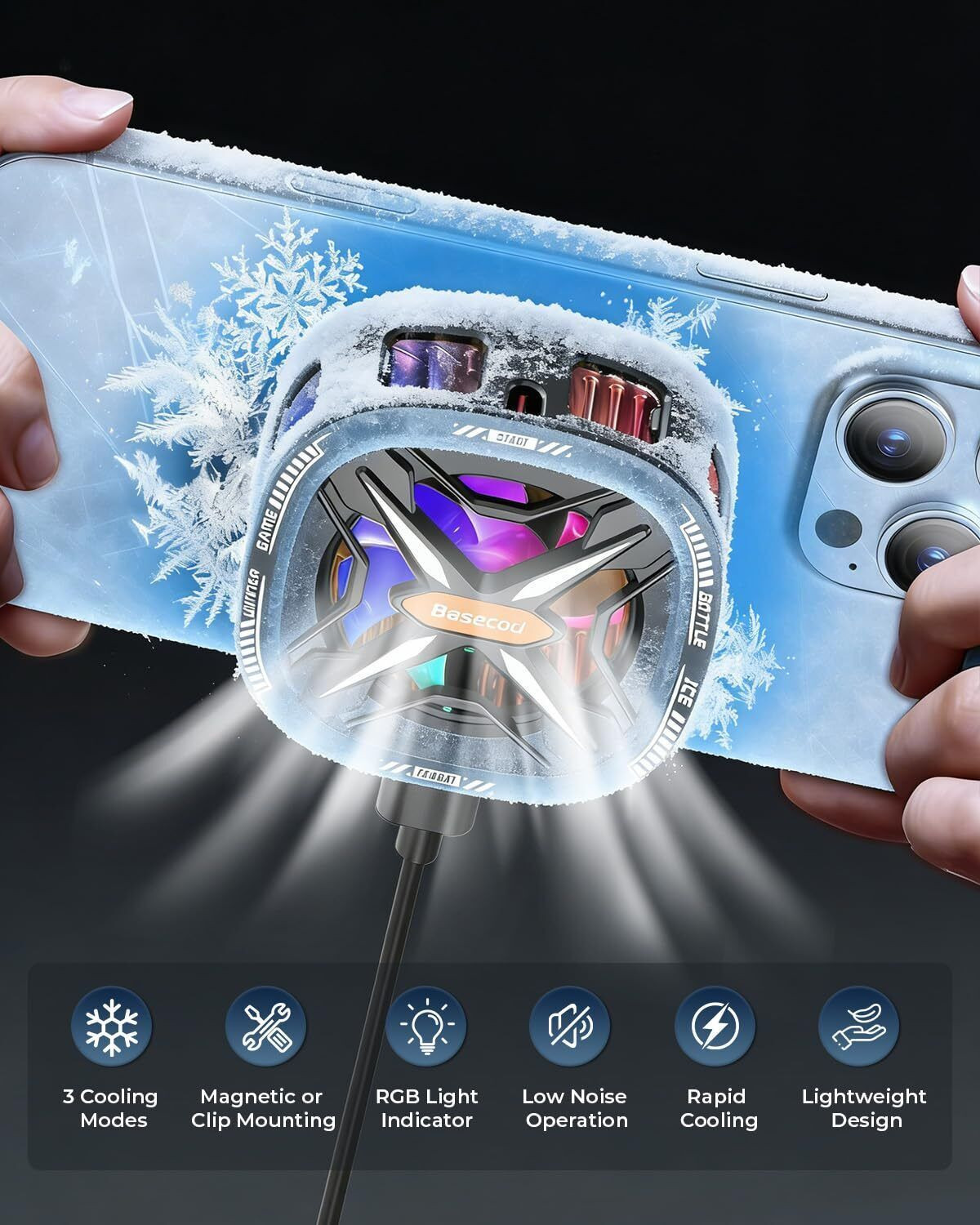 Image of Besecou Coolpluse Instant Mobile Cooler with Radiator Cooling, Temp Display, Gaming Fan Gaming Accessory Kit