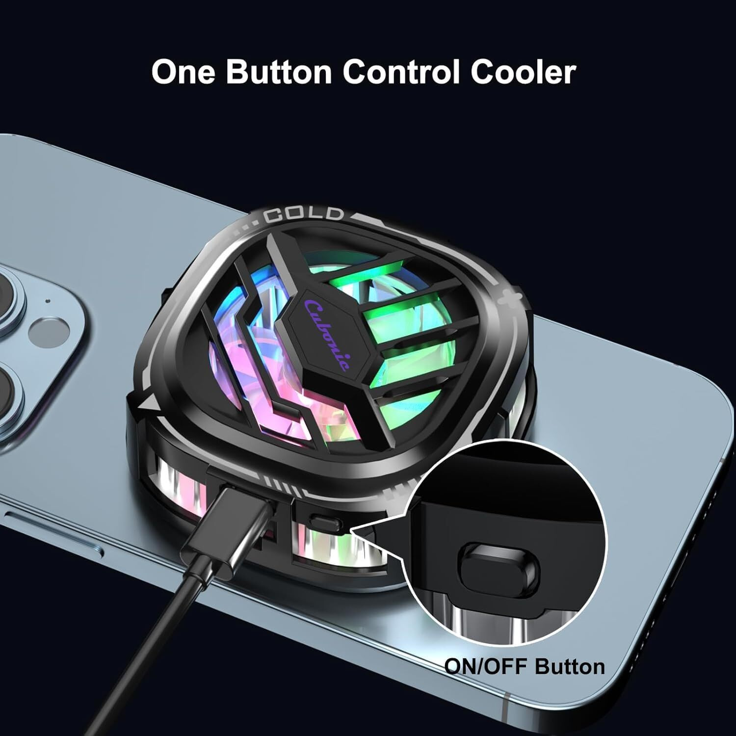 Image of Youthvilla Wired Magnetic Mobile Cooler | Gaming Fan with Fast Cooling for iPhone & Android Gaming Accessory Kit