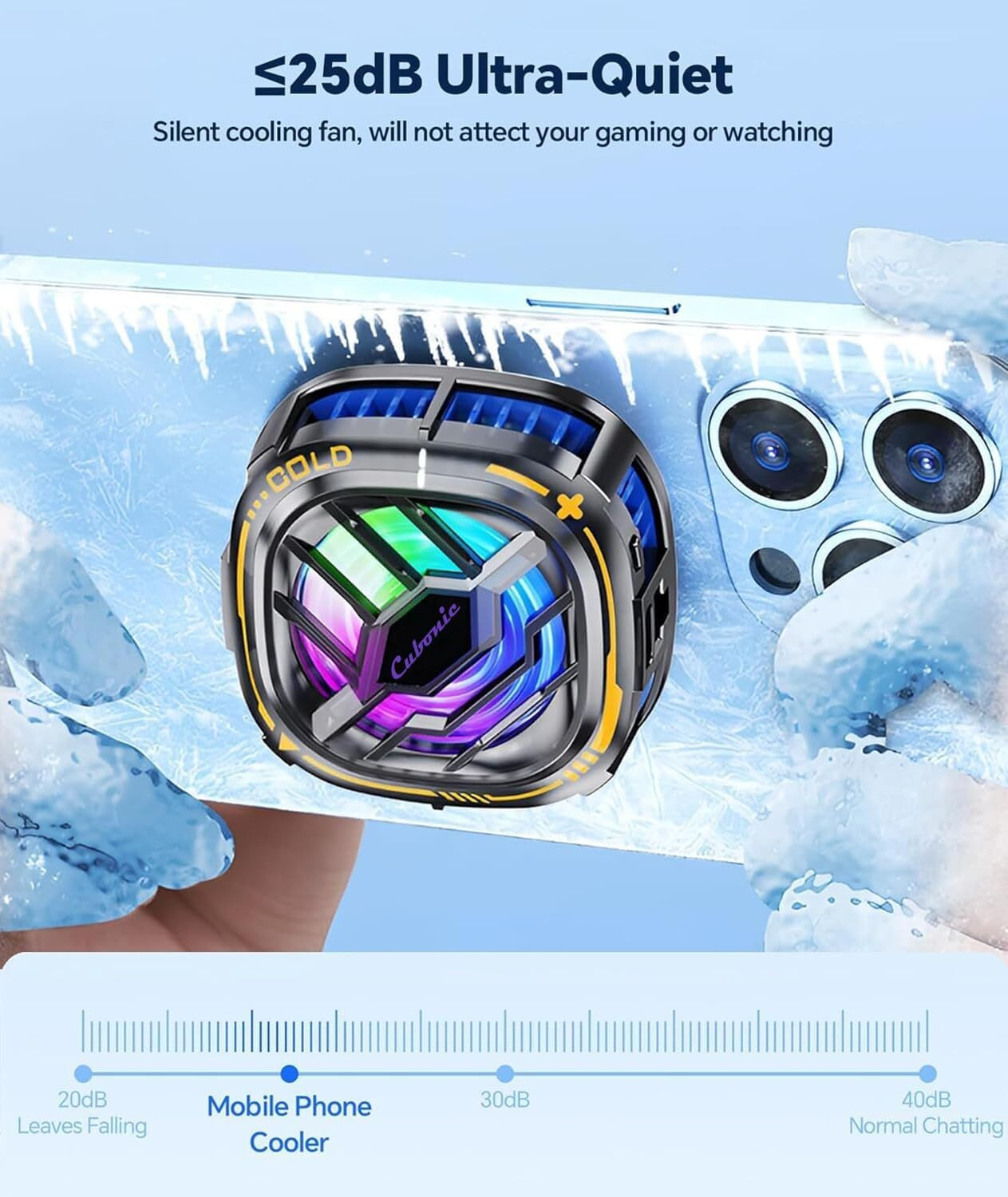 Image of Youthvilla Wired Magnetic Mobile Cooler | Gaming Fan with Fast Cooling for iPhone & Android Gaming Accessory Kit