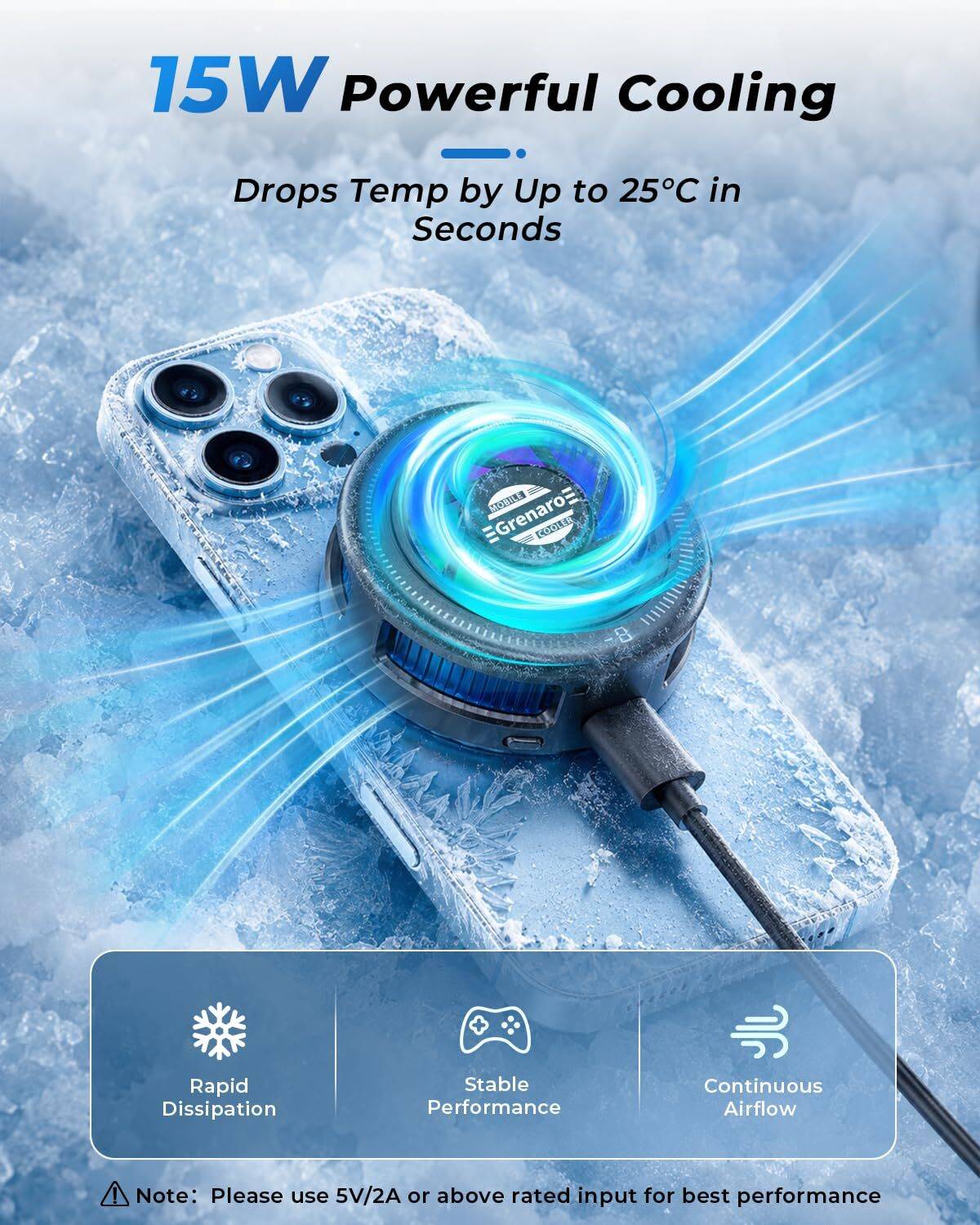 Grenaro Magnetic Phone Cooler,Mobile Cooler for Gaming with Enhanced Refrigeration Chip Gaming Accessory Kit - Image 2