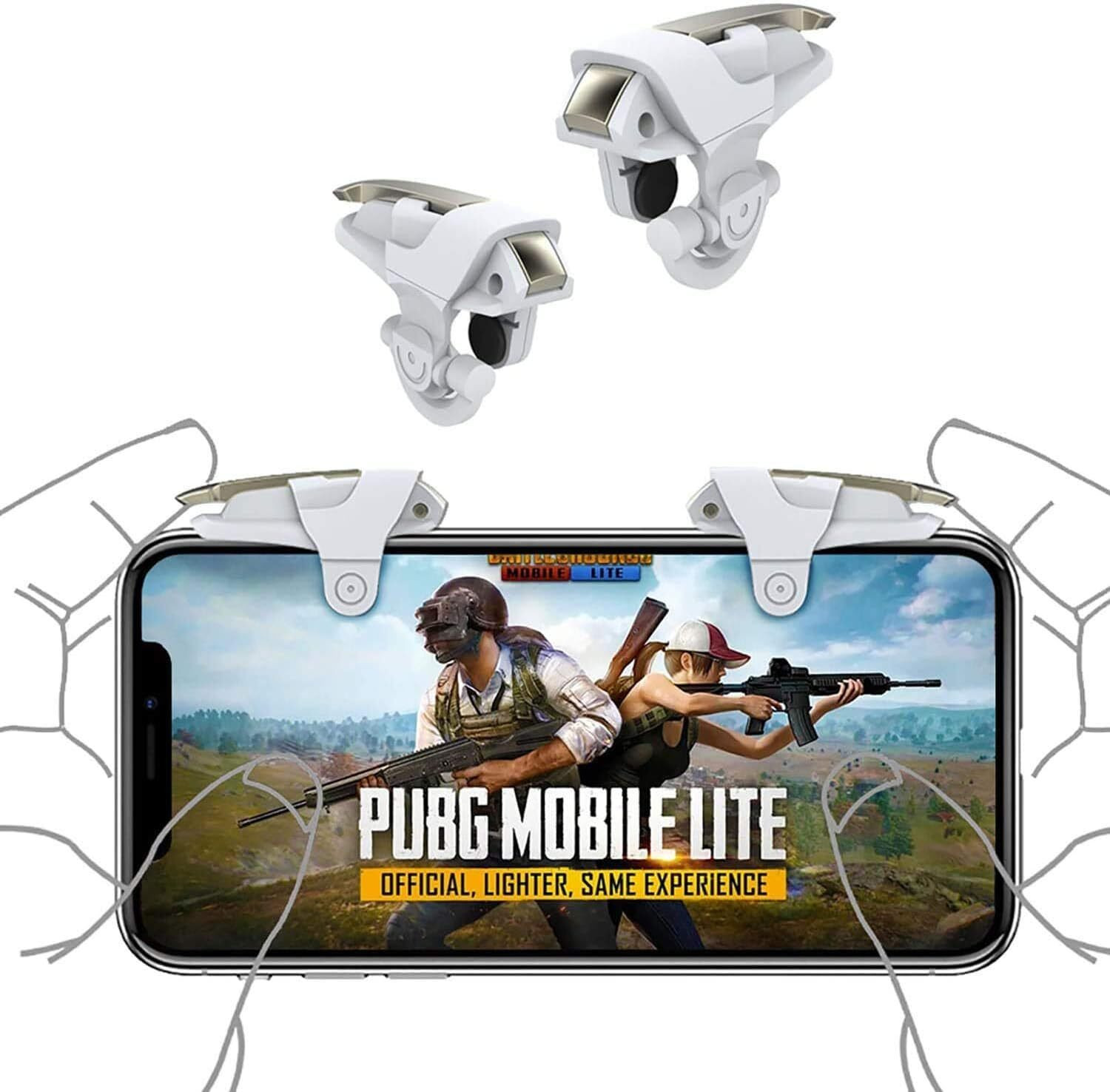 Image of TechKing White Shark Mobile PUBG Trigger Controller - High-Sensitivity Gaming Trigger Gaming Accessory Kit