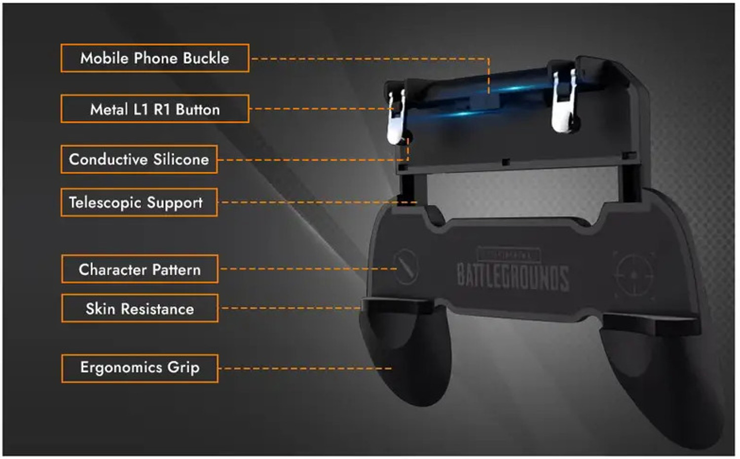 Image of Shivaansh W10 Mobile Game Controller Trigger Gaming Handle Adjustable Phone Gamepad Gaming Accessory Kit